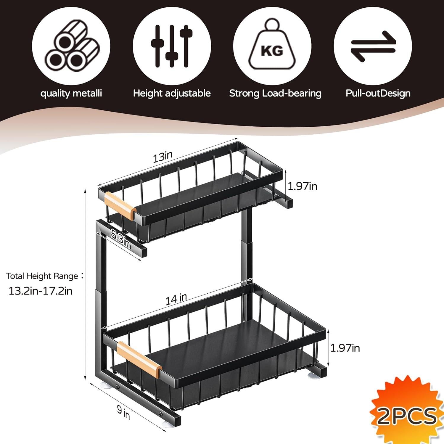 Organizador Bajo Fregadero ADBIU, 2 Niveles Ajustable 33.5-43.7 cm