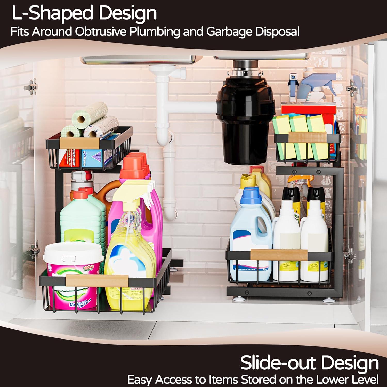 Organizador Bajo Fregadero ADBIU, 2 Niveles Ajustable 33.5-43.7 cm