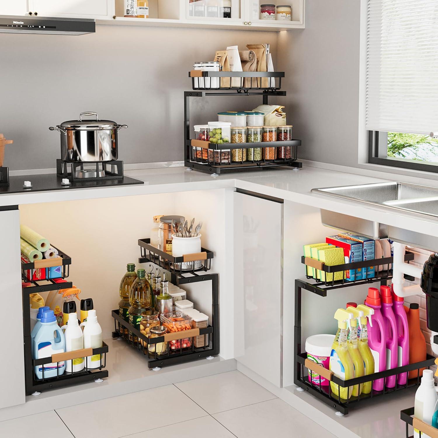 Organizador Bajo Fregadero ADBIU, 2 Niveles Ajustable 33.5-43.7 cm