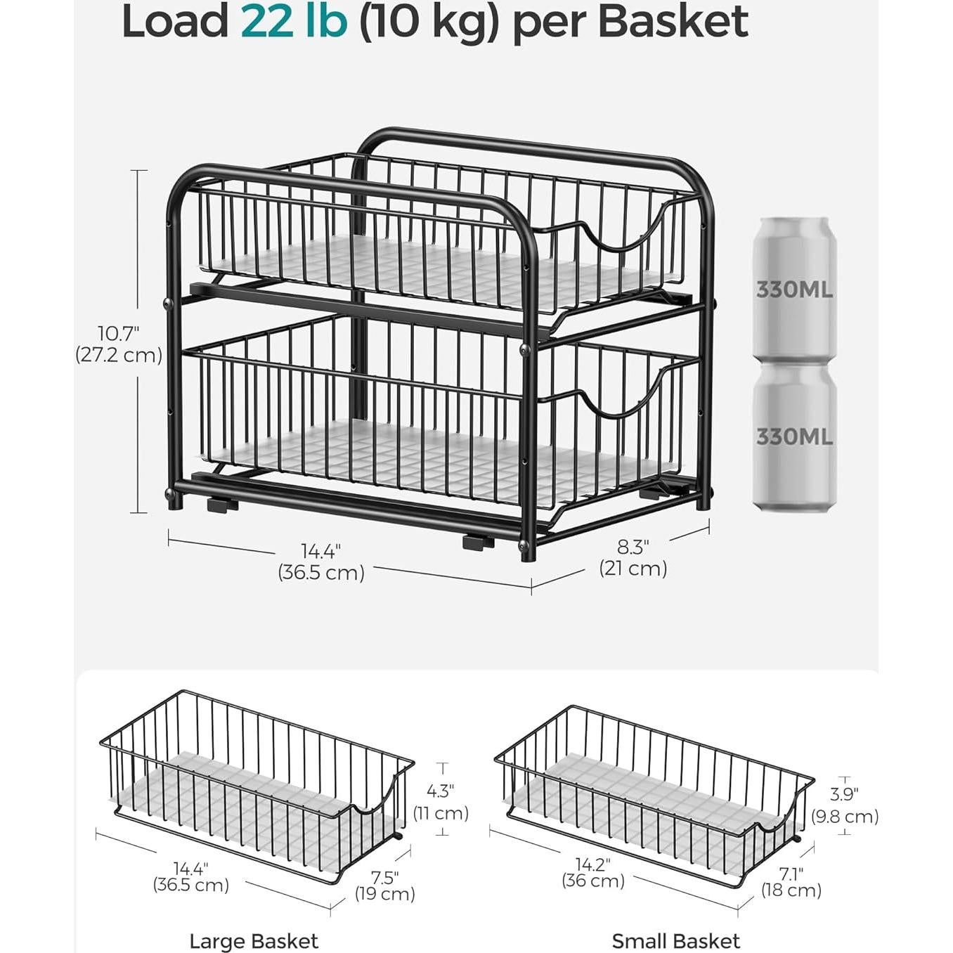 Organizador Bajo Fregadero SONGMICS 2 Niveles Ajustable Negro