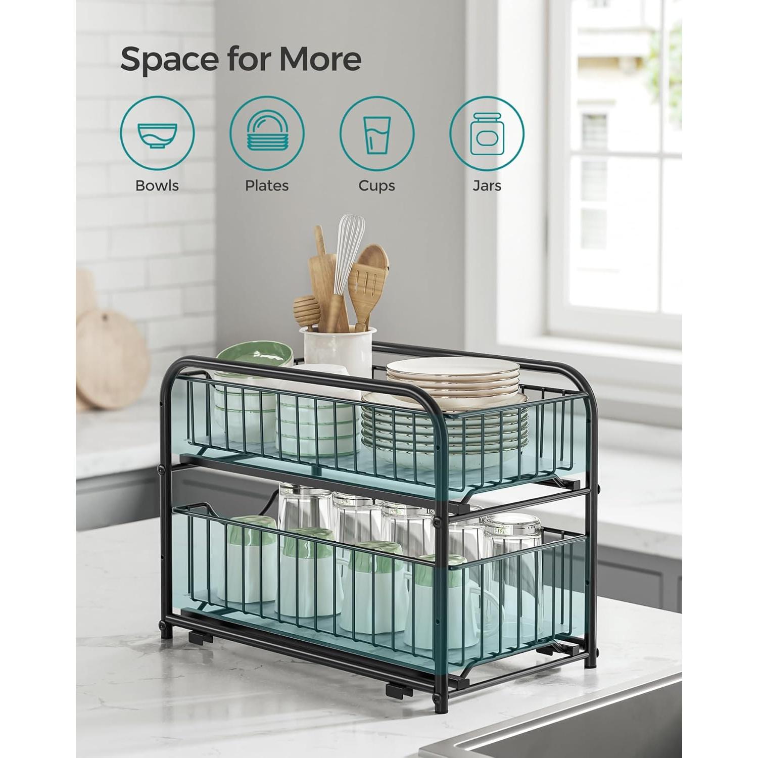 Organizador Bajo Fregadero SONGMICS 2 Niveles Ajustable Negro