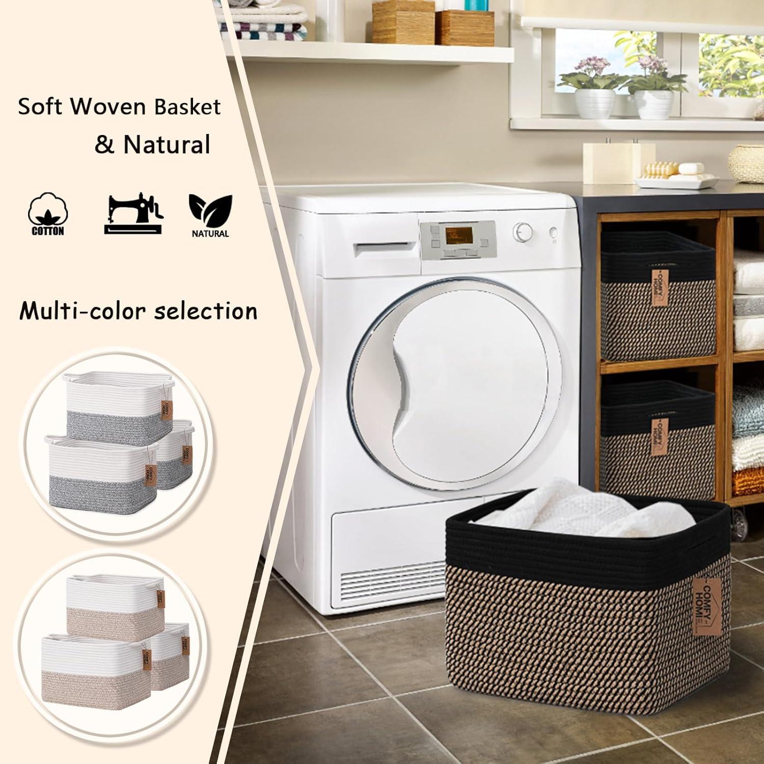 Cesta de Almacenamiento de Cuerda de Algodón COMFY-HOMI 3 Piezas