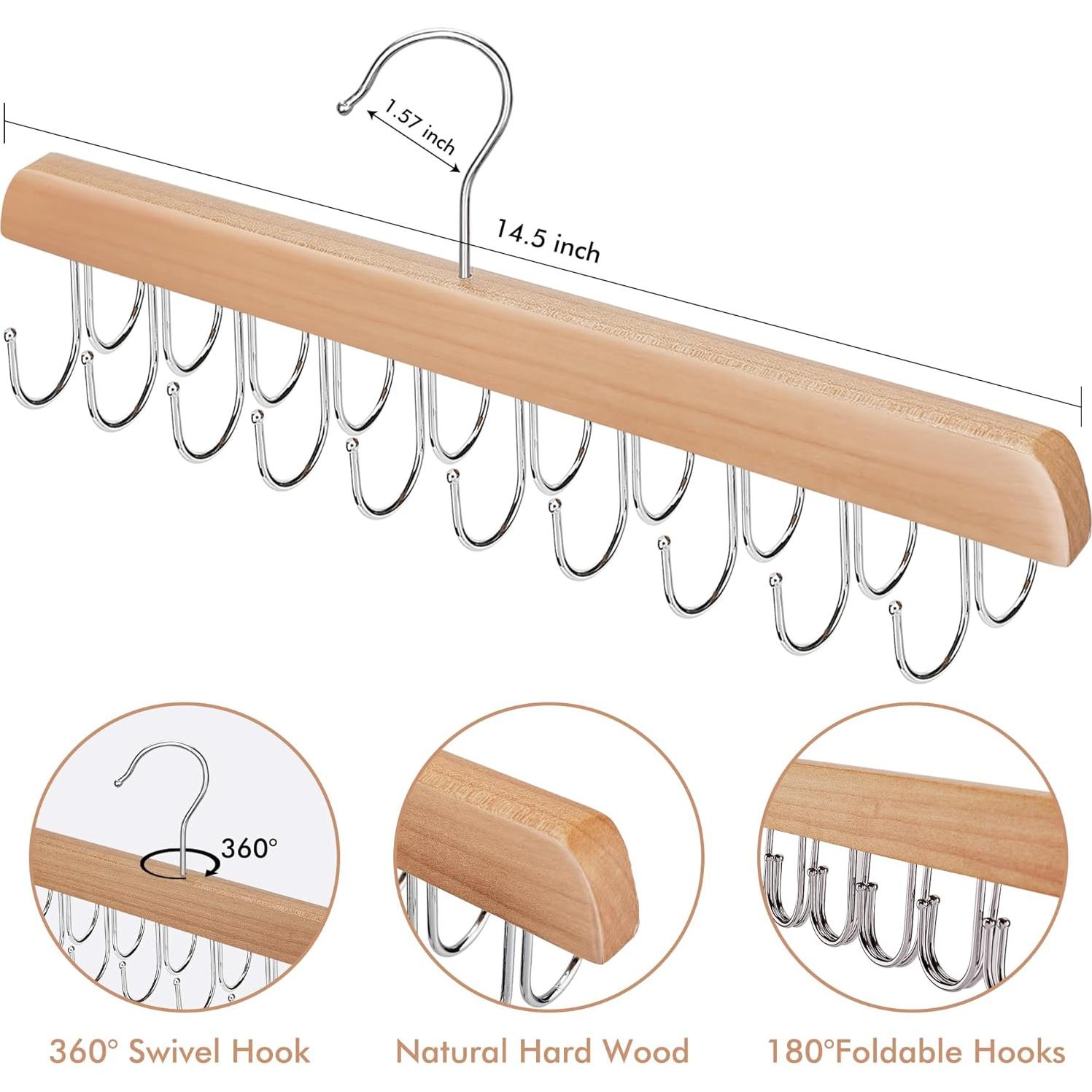 Pack de 2 Perchas de Madera Necamocu para Sujetadores y Ropa