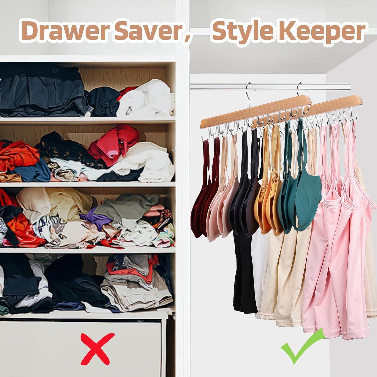 Pack de 2 Perchas de Madera Necamocu para Sujetadores y Ropa