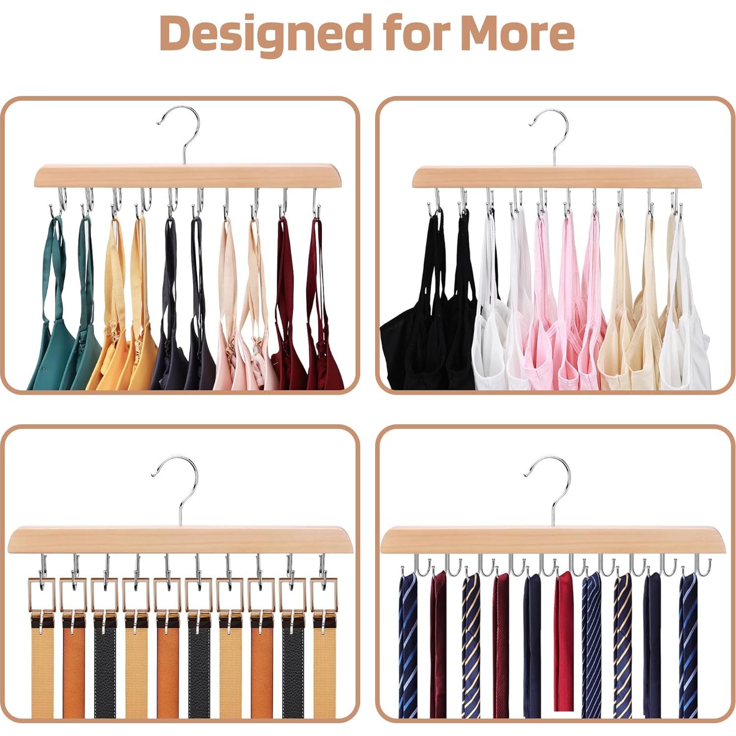 Pack de 2 Perchas de Madera Necamocu para Sujetadores y Ropa