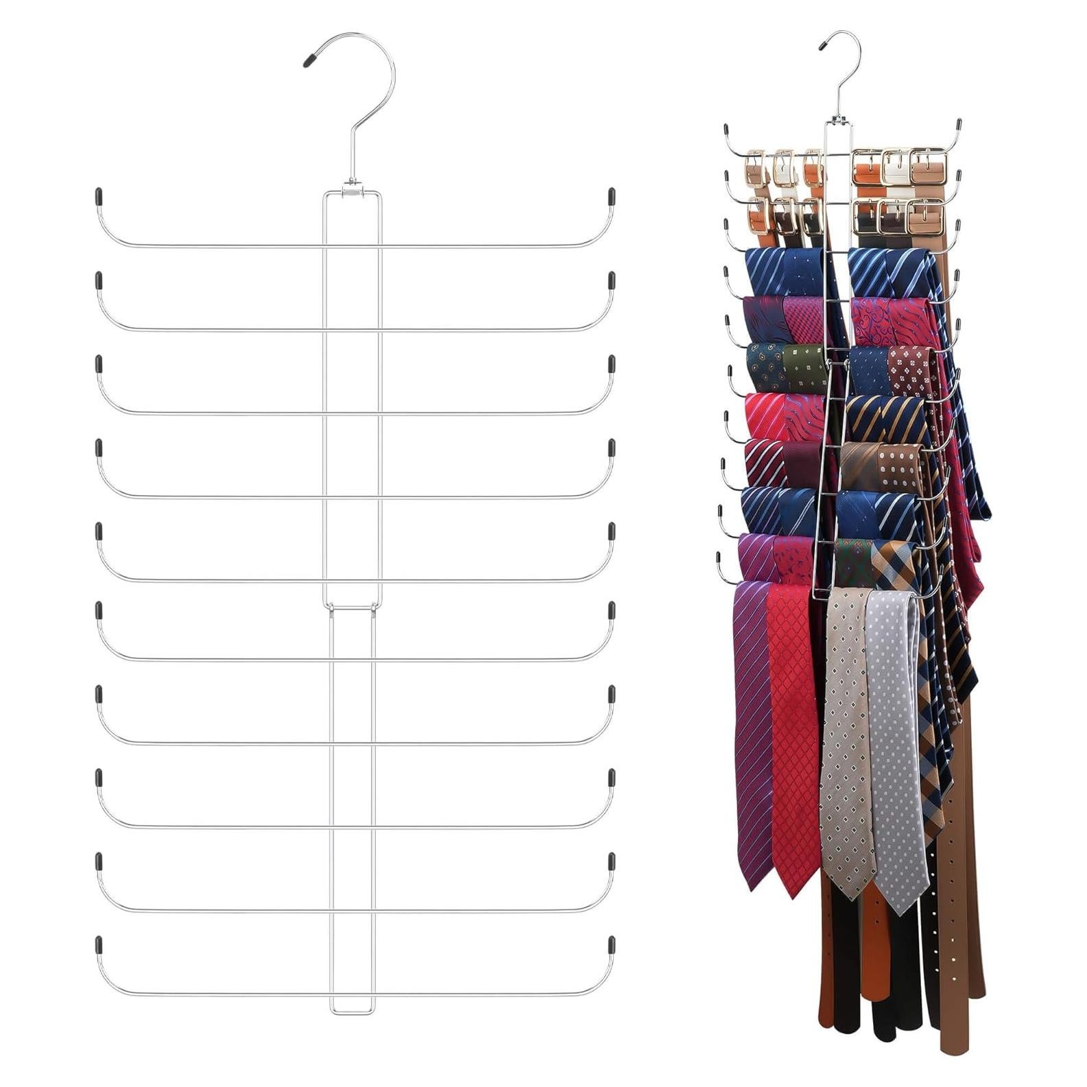Perchero de Corbatas y Cinturones ZEDODIER 40 Capacidad Metal Plata