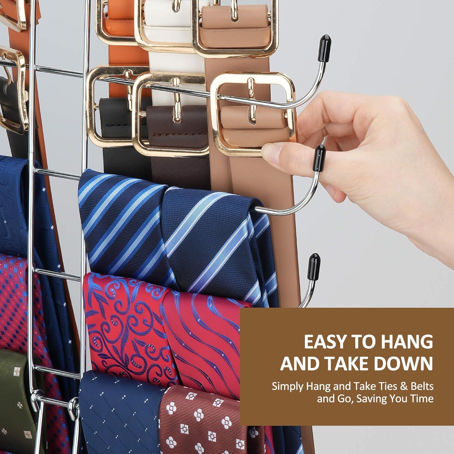 Perchero de Corbatas y Cinturones ZEDODIER 40 Capacidad Metal Plata