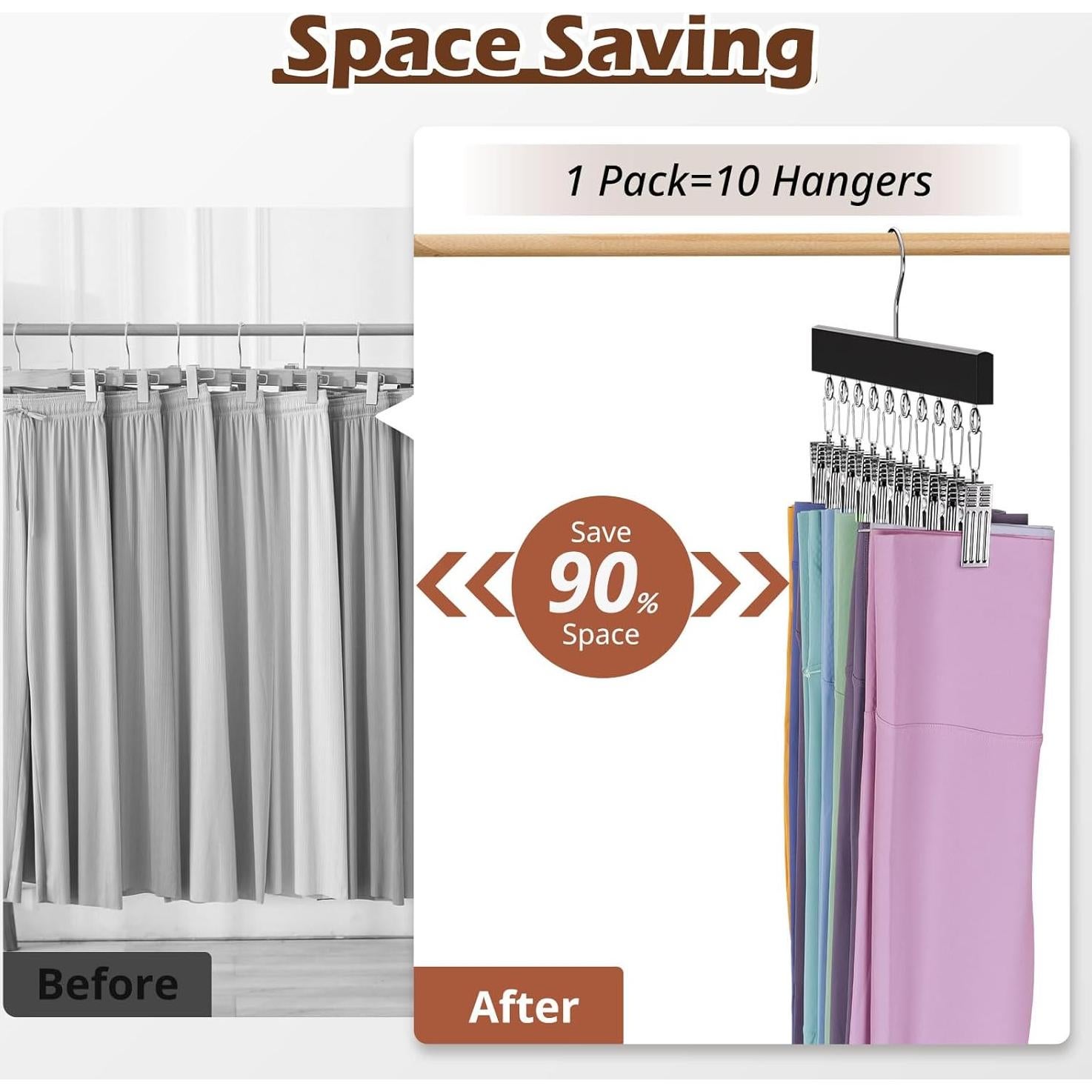 Organizador de Closet HzTinT con Perchas de Madera, 2 Pzas