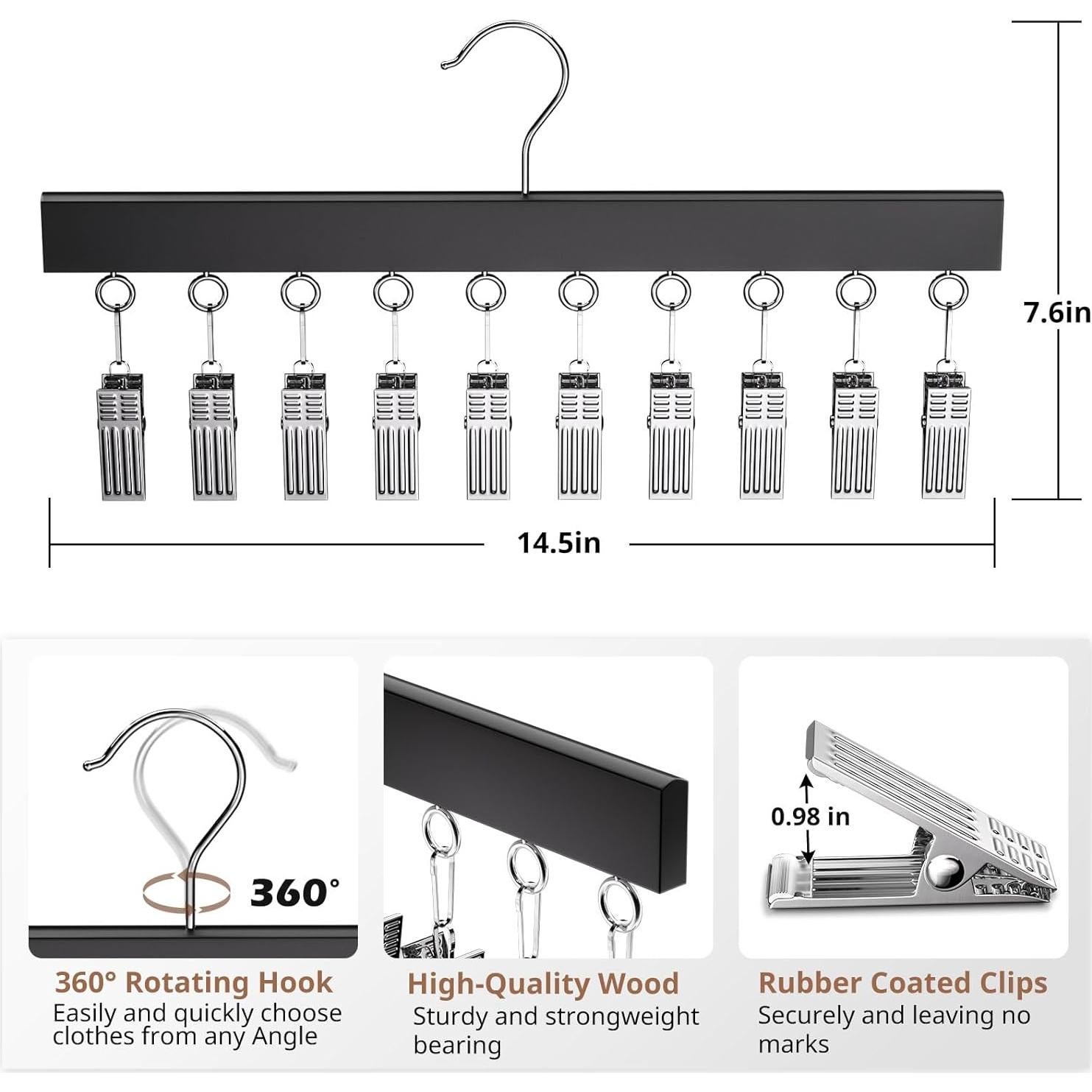 Organizador de Closet HzTinT con Perchas de Madera, 2 Pzas