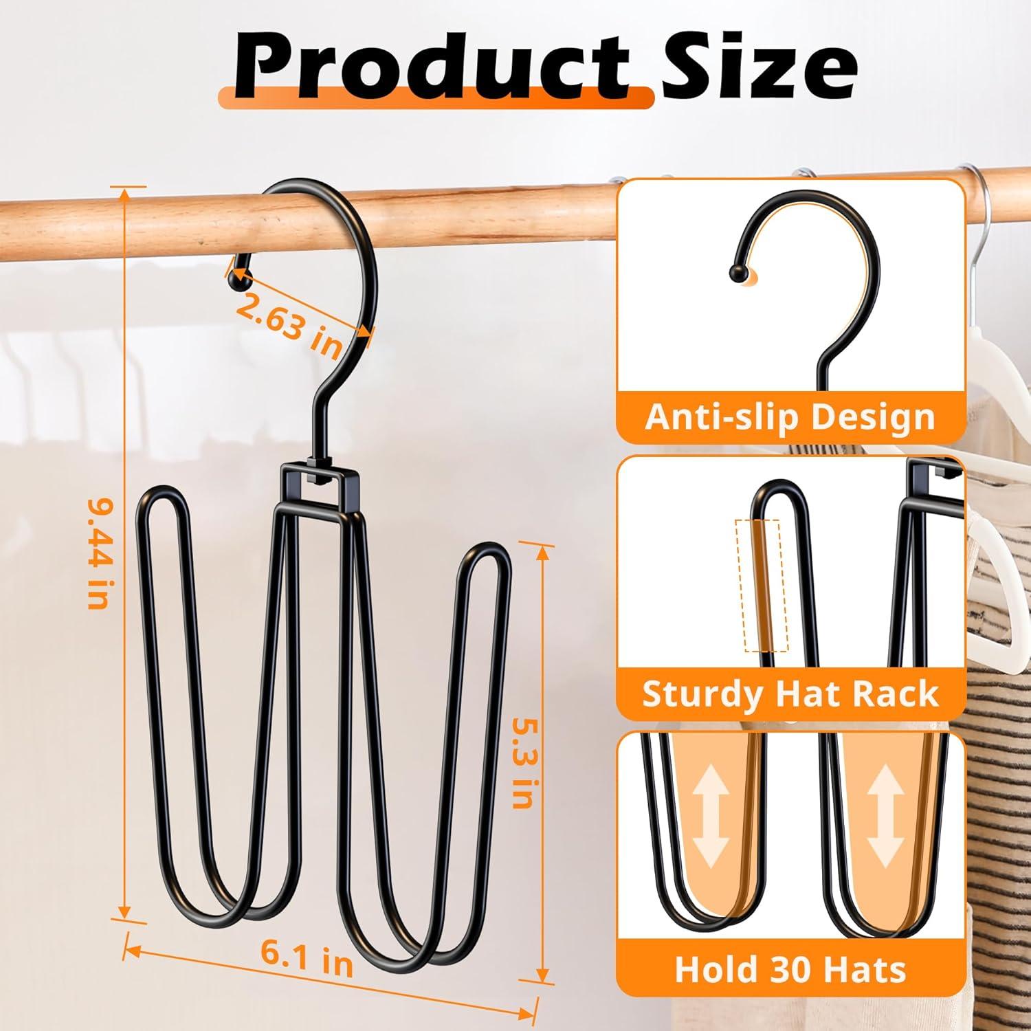 Organizador de Sombreros Ginyoyo - Paquete de 2, Negro, 360°