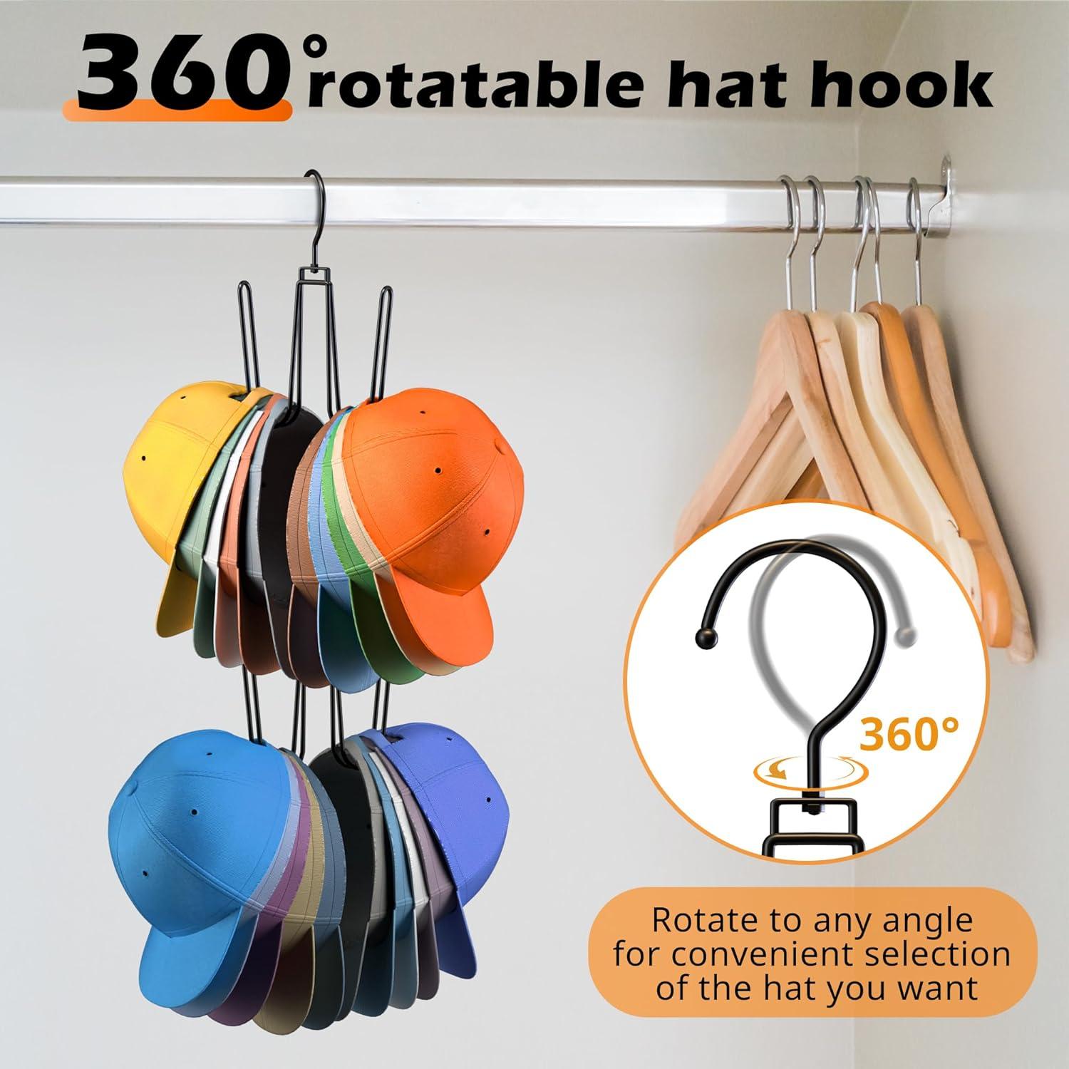 Organizador de Sombreros Ginyoyo - Paquete de 2, Negro, 360°