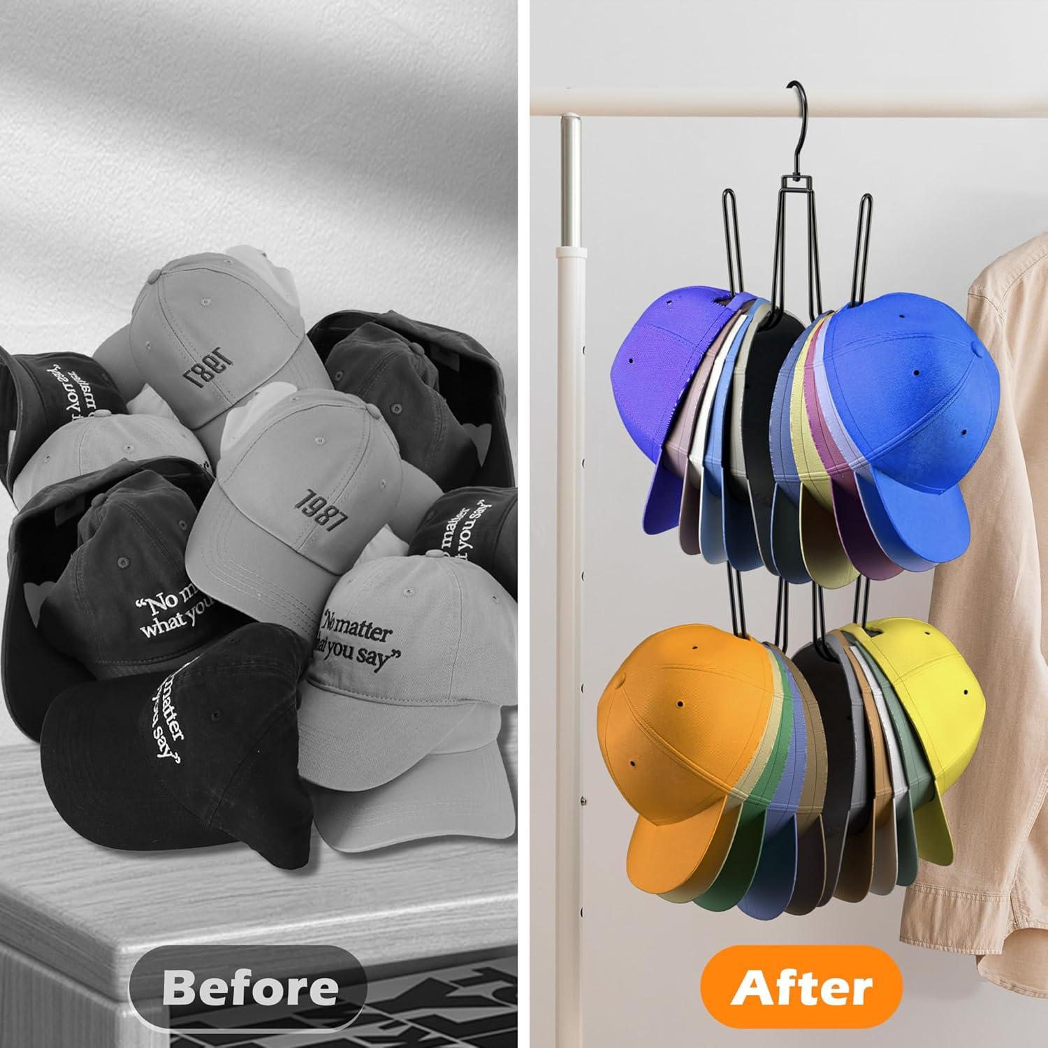 Organizador de Sombreros Ginyoyo - Paquete de 2, Negro, 360°