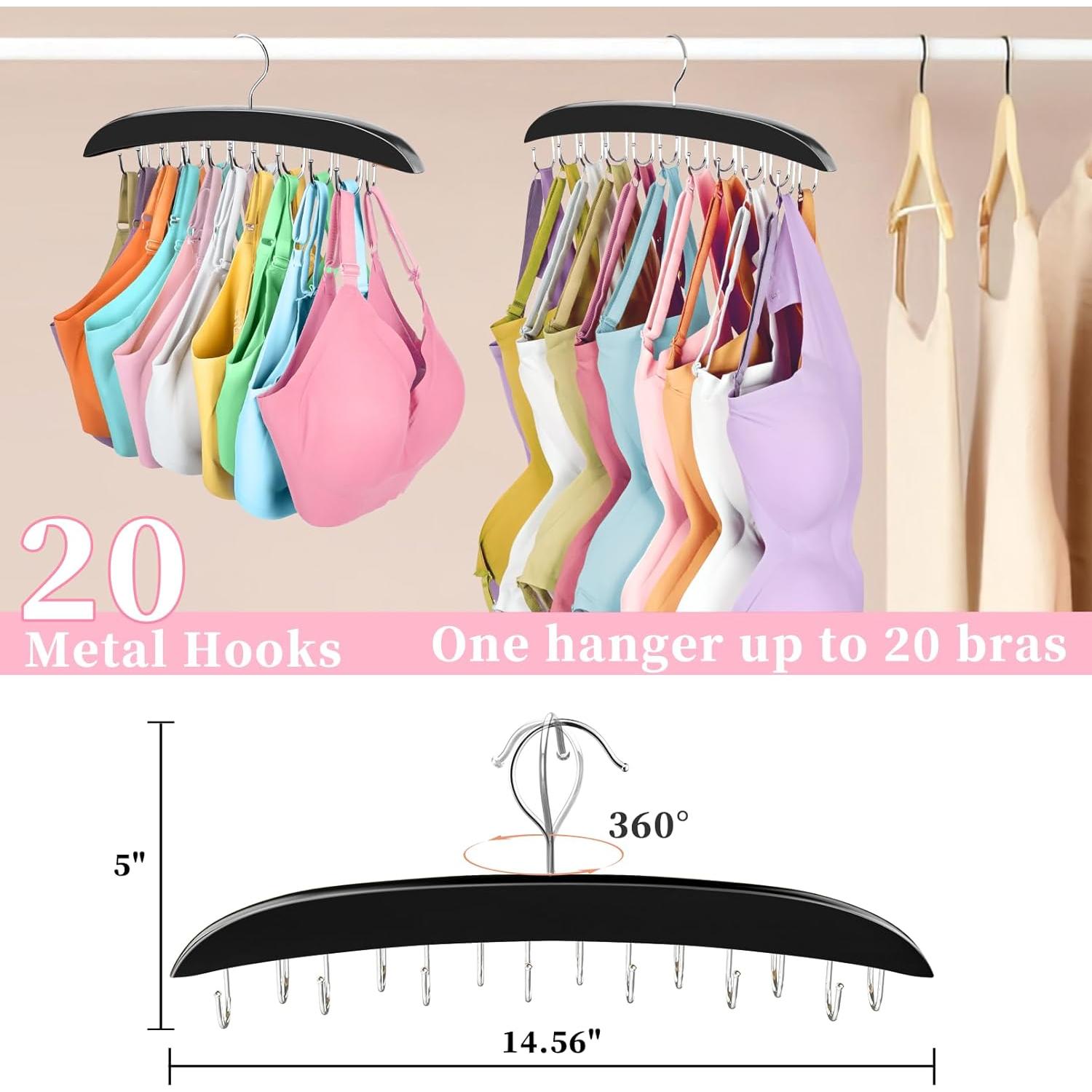 Organizador de Sujetadores Rotatorio 360 YYILIS Negro 20 Ganchos