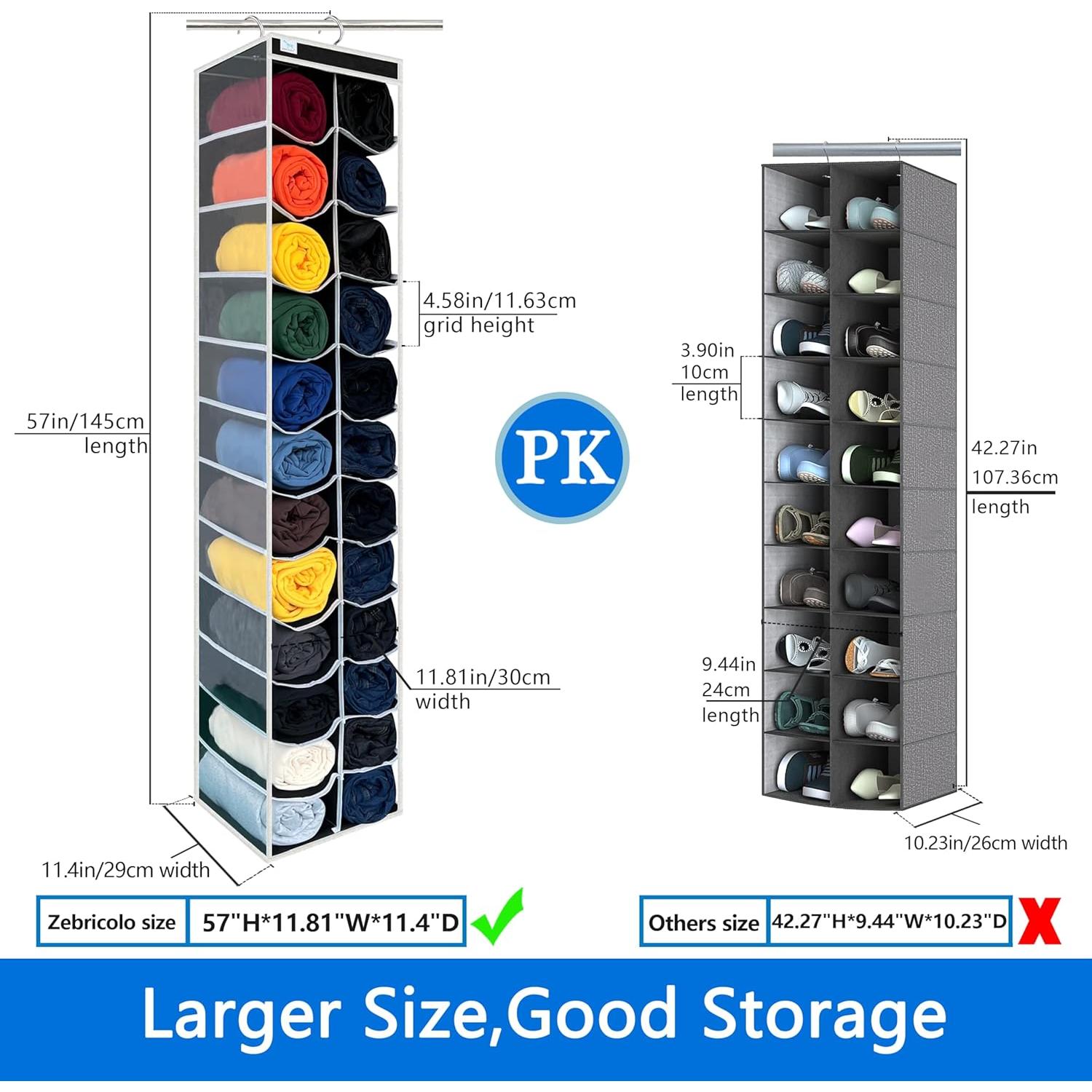 Organizador de Closet Colgante Zebricolo 24 Compartimentos Negro/Blanco