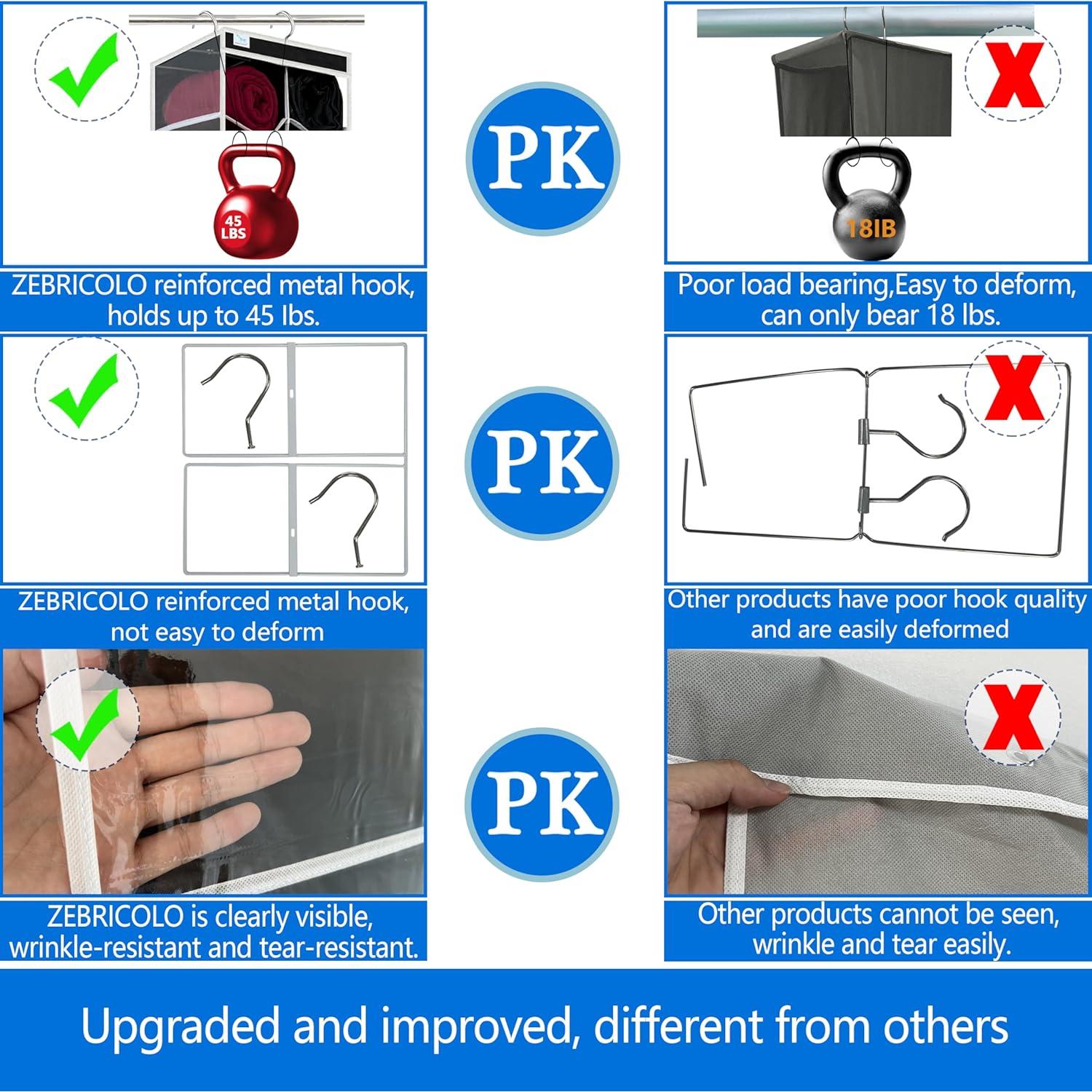 Organizador de Closet Colgante Zebricolo 24 Compartimentos Negro/Blanco