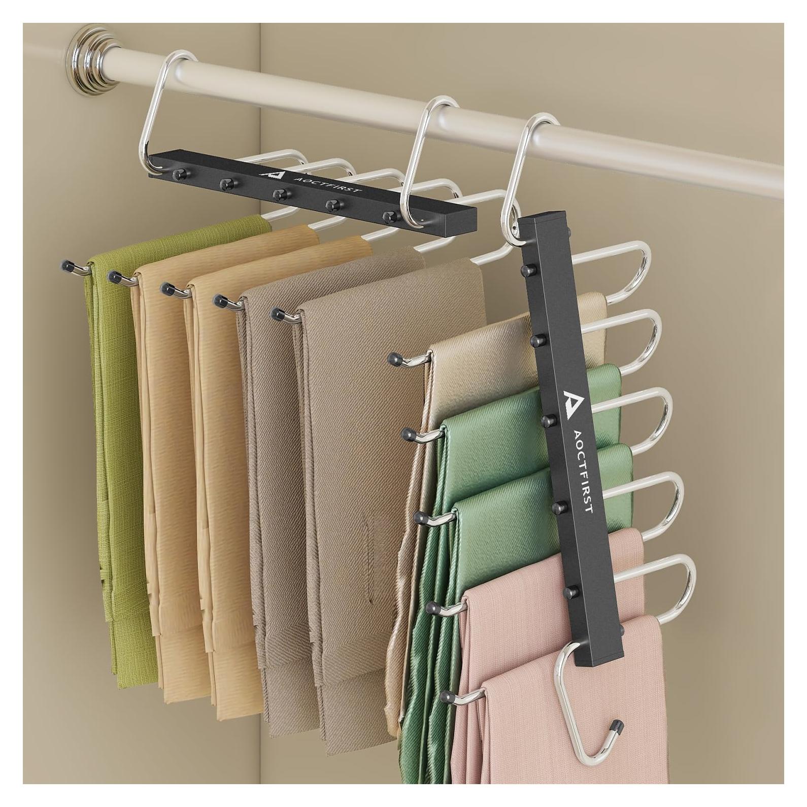 Perchas de 5 niveles AOCTFIRST - Paquete de 2, acero inoxidable negro