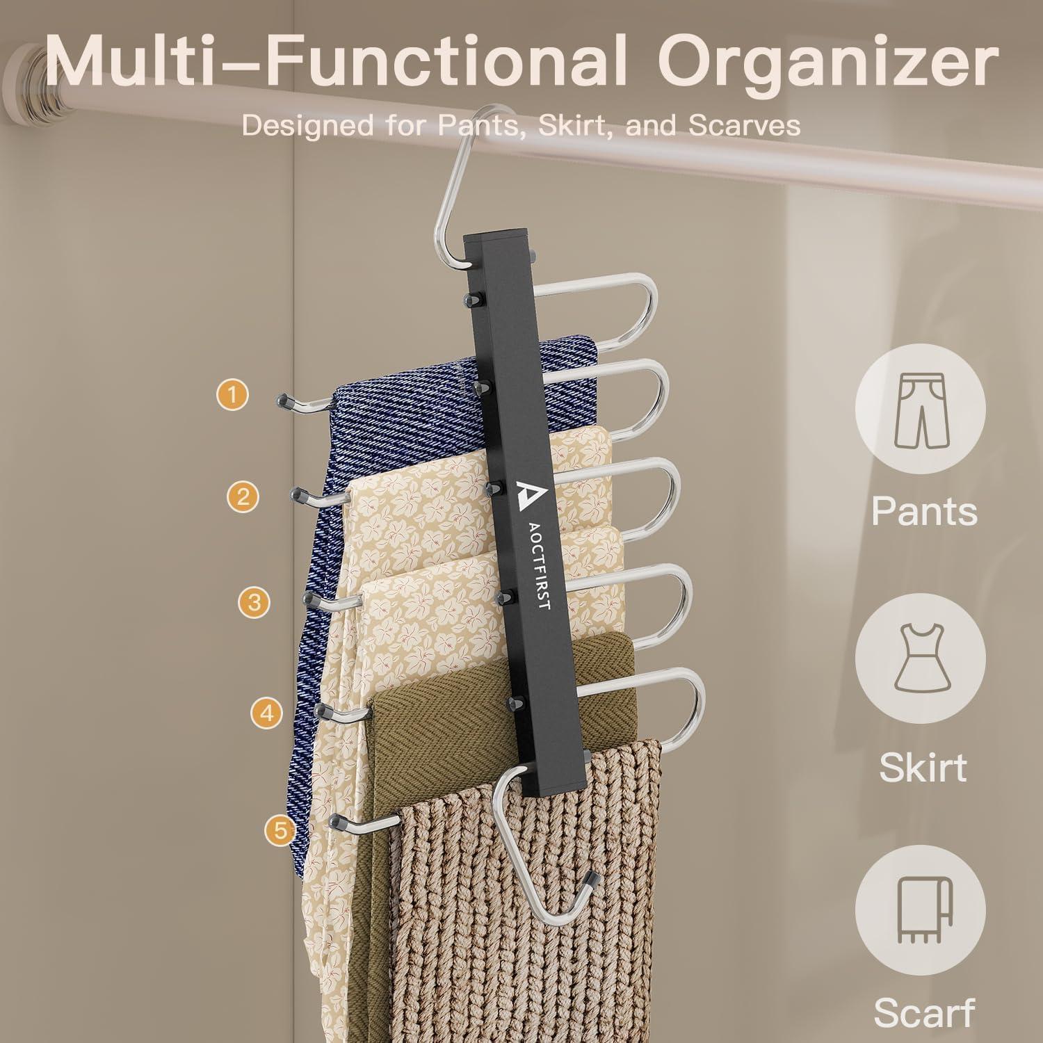 Perchas de 5 niveles AOCTFIRST - Paquete de 2, acero inoxidable negro