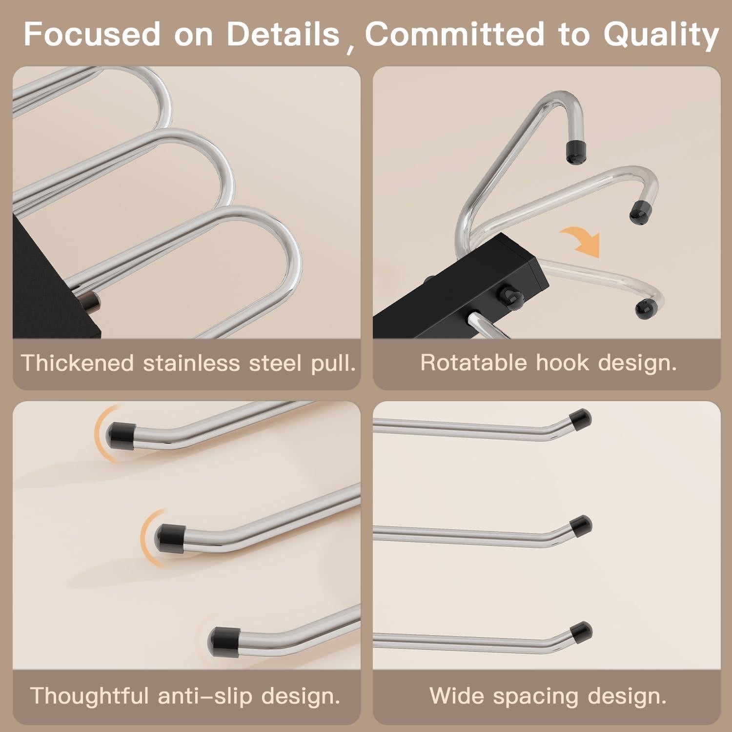 Perchas de 5 niveles AOCTFIRST - Paquete de 2, acero inoxidable negro