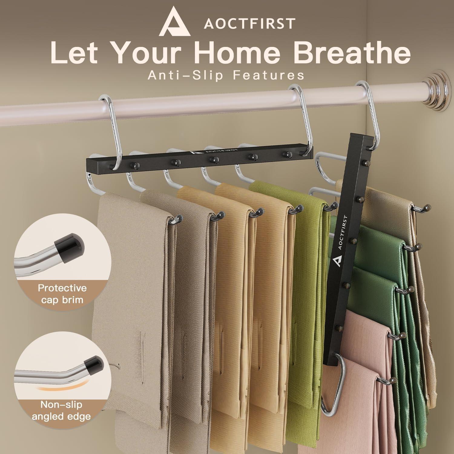 Perchas de 5 niveles AOCTFIRST - Paquete de 2, acero inoxidable negro