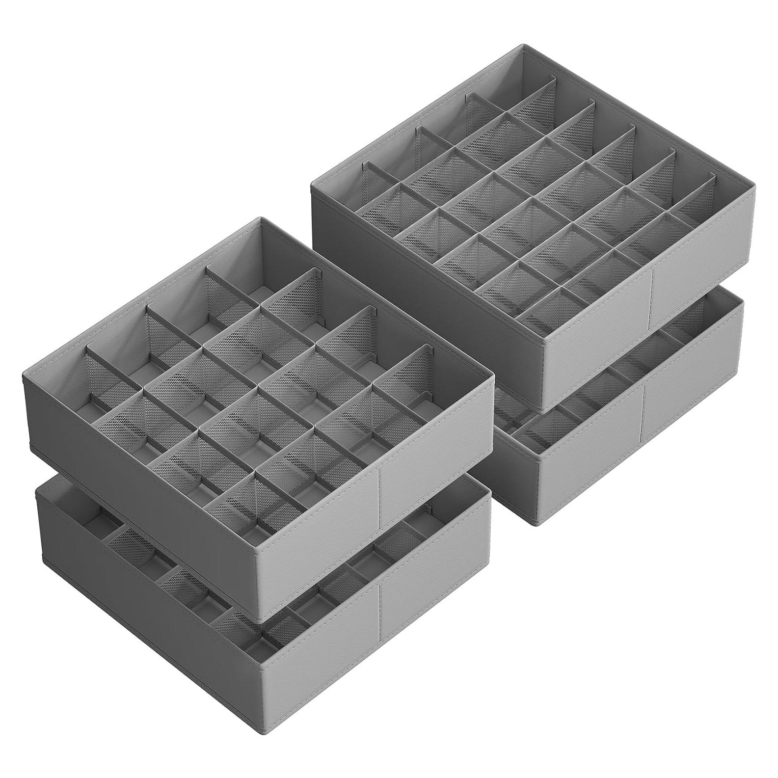 SONGMICS Set de 4 Organizadores de Cajones 30x30 cm Gris Paloma