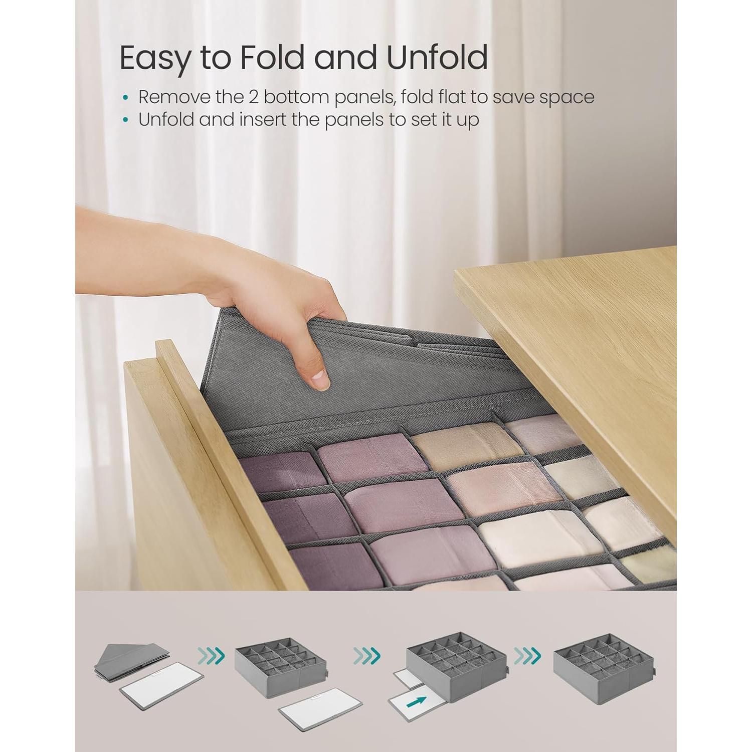 SONGMICS Set de 4 Organizadores de Cajones 30x30 cm Gris Paloma