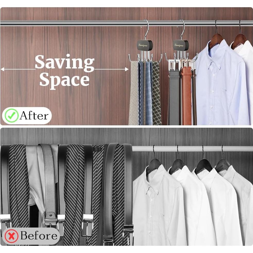 Organizador de Cinturones Lumigens 2PCS Negro Ahorra Espacio