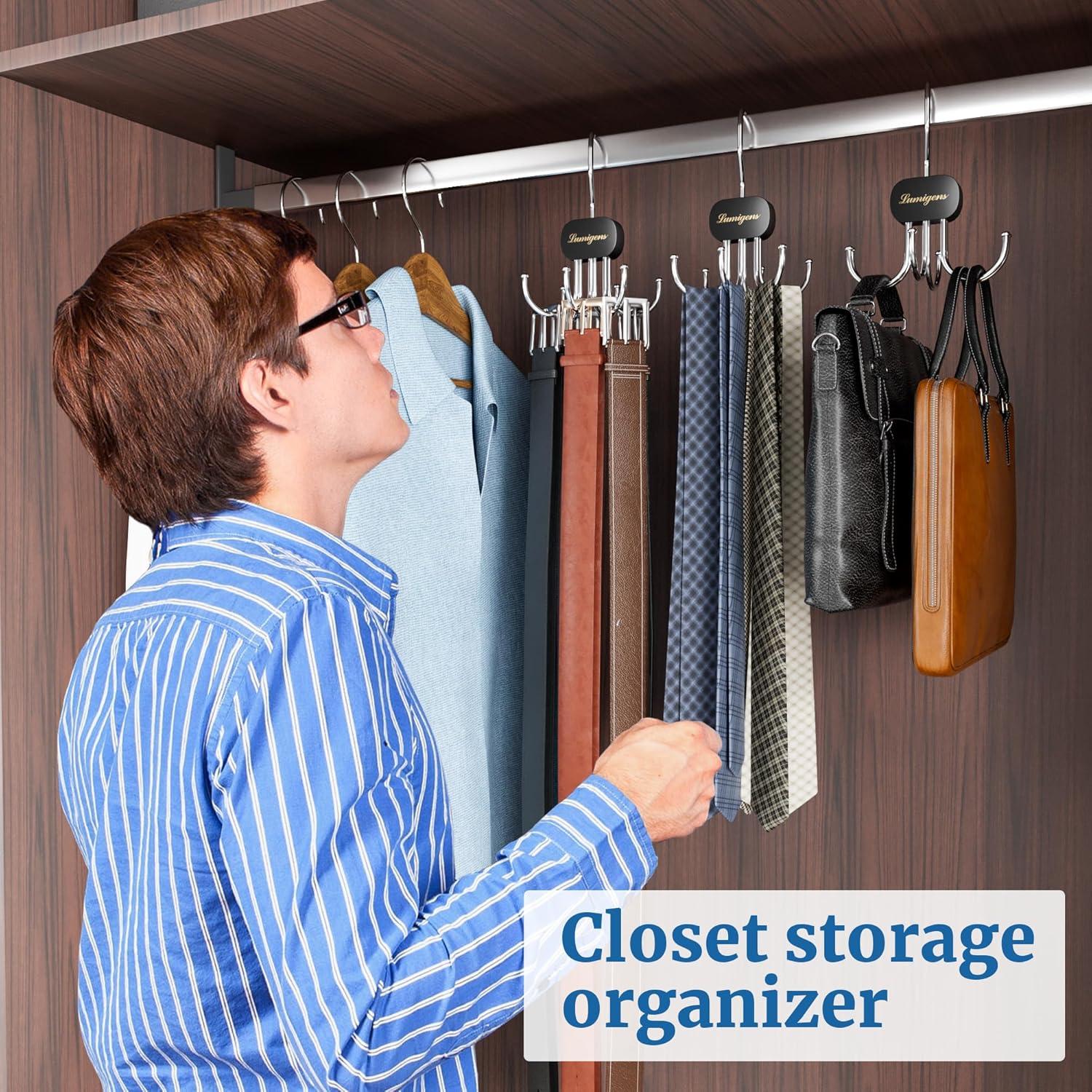 Organizador de Cinturones Lumigens 2PCS Negro Ahorra Espacio