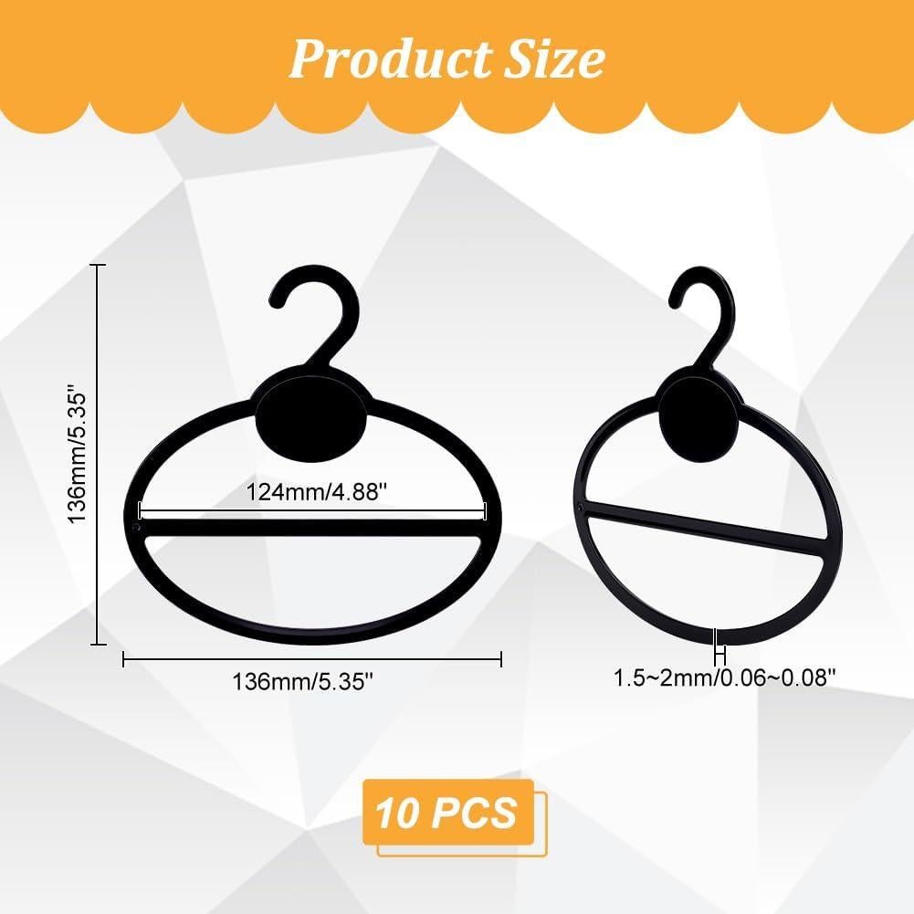 Perchas Ovaladas de Plástico Negro AHANDMAKER - 10 Pcs 13.6 cm