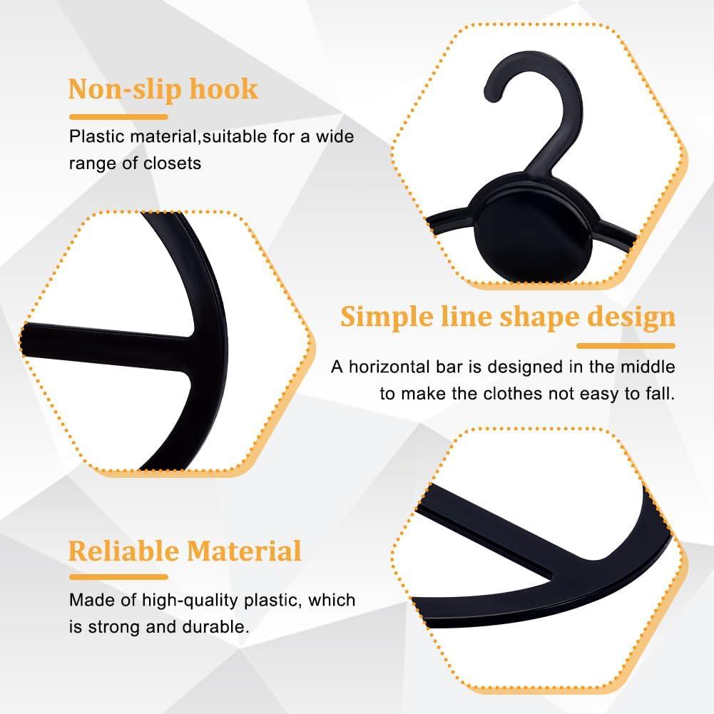 Perchas Ovaladas de Plástico Negro AHANDMAKER - 10 Pcs 13.6 cm