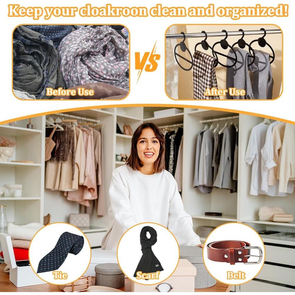 Perchas Ovaladas de Plástico Negro AHANDMAKER - 10 Pcs 13.6 cm