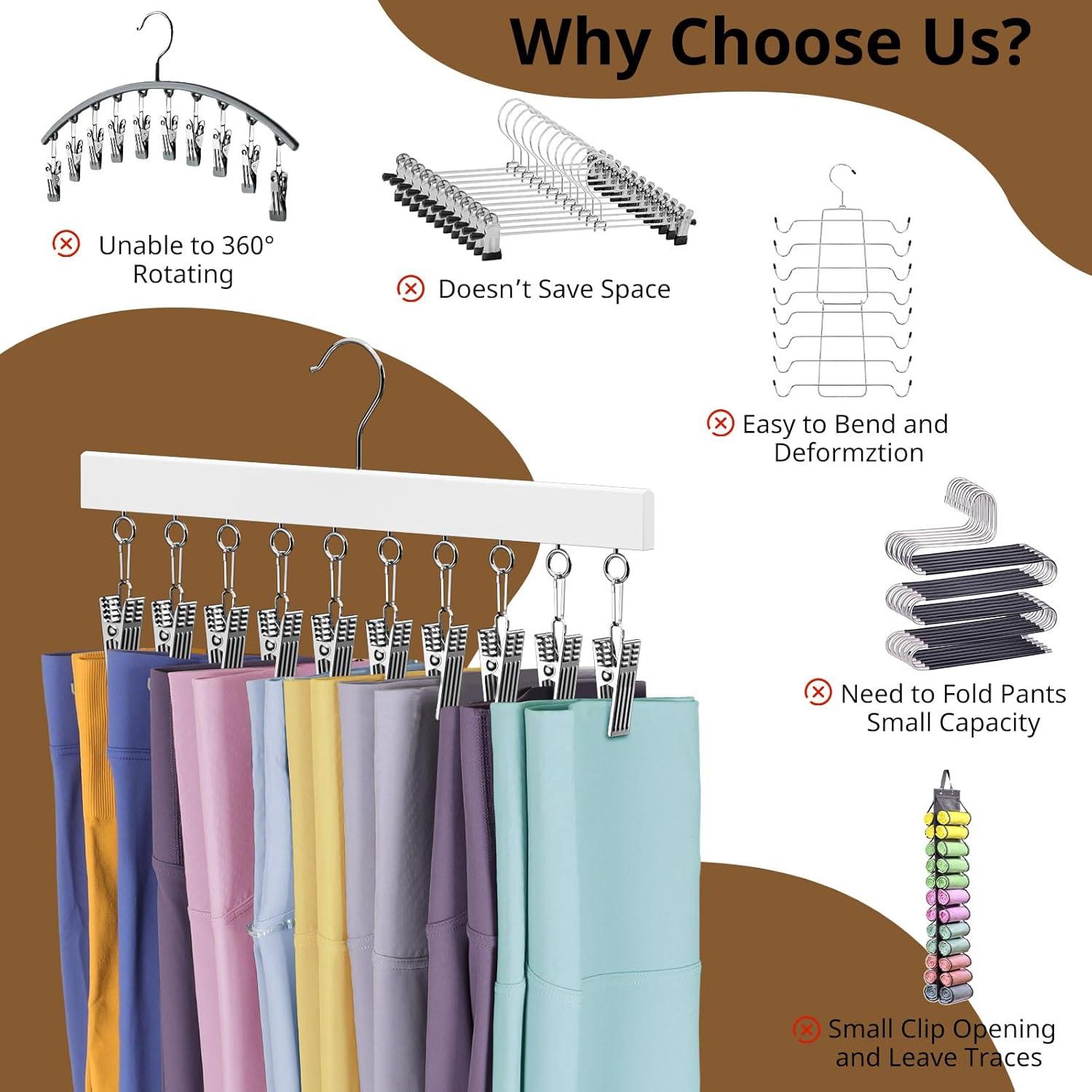 Organizador de Closet HzTinT - 2 Perchas de Madera Blancas