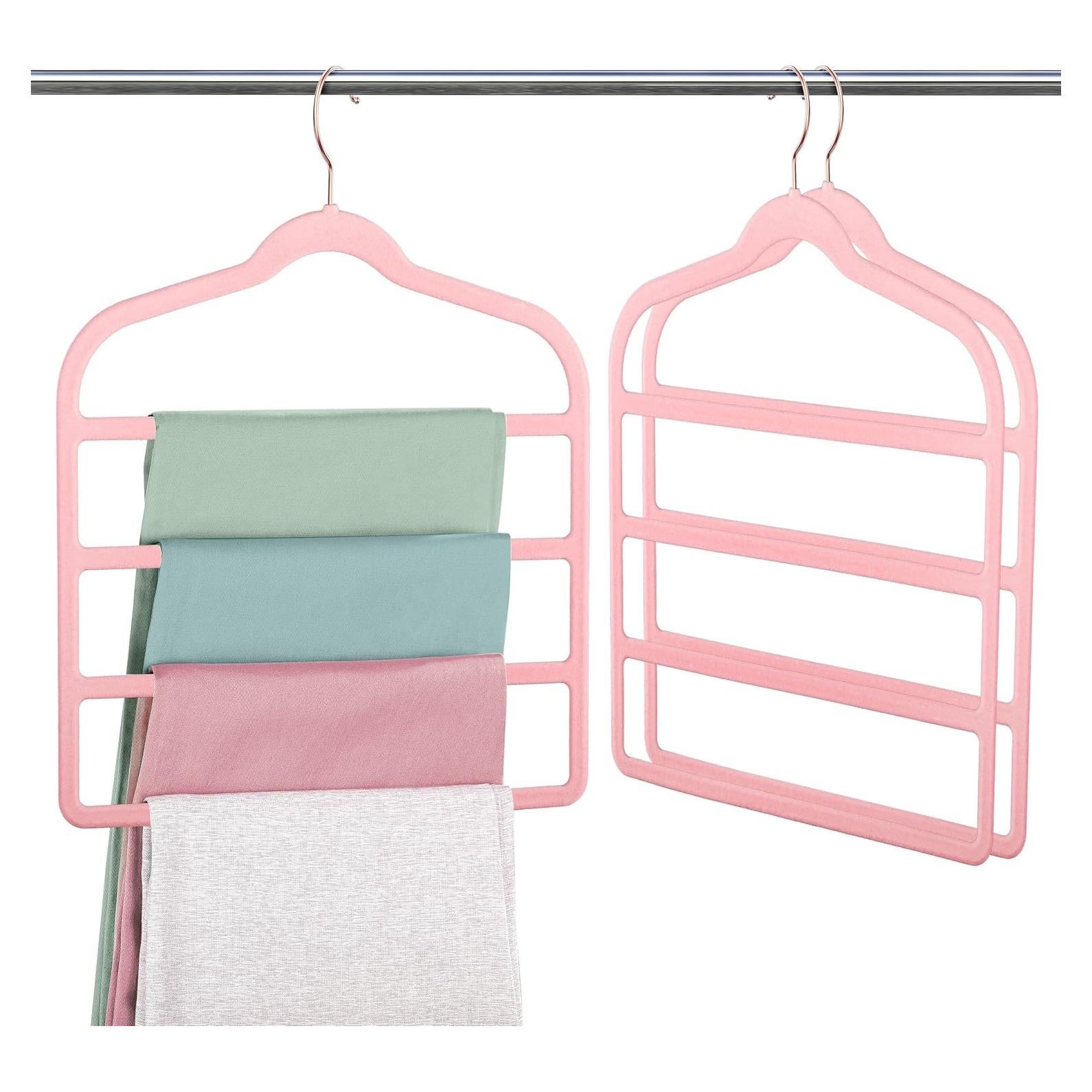 Perchero de Pantalones de Terciopelo Myfolrena Rosa 3 Piezas