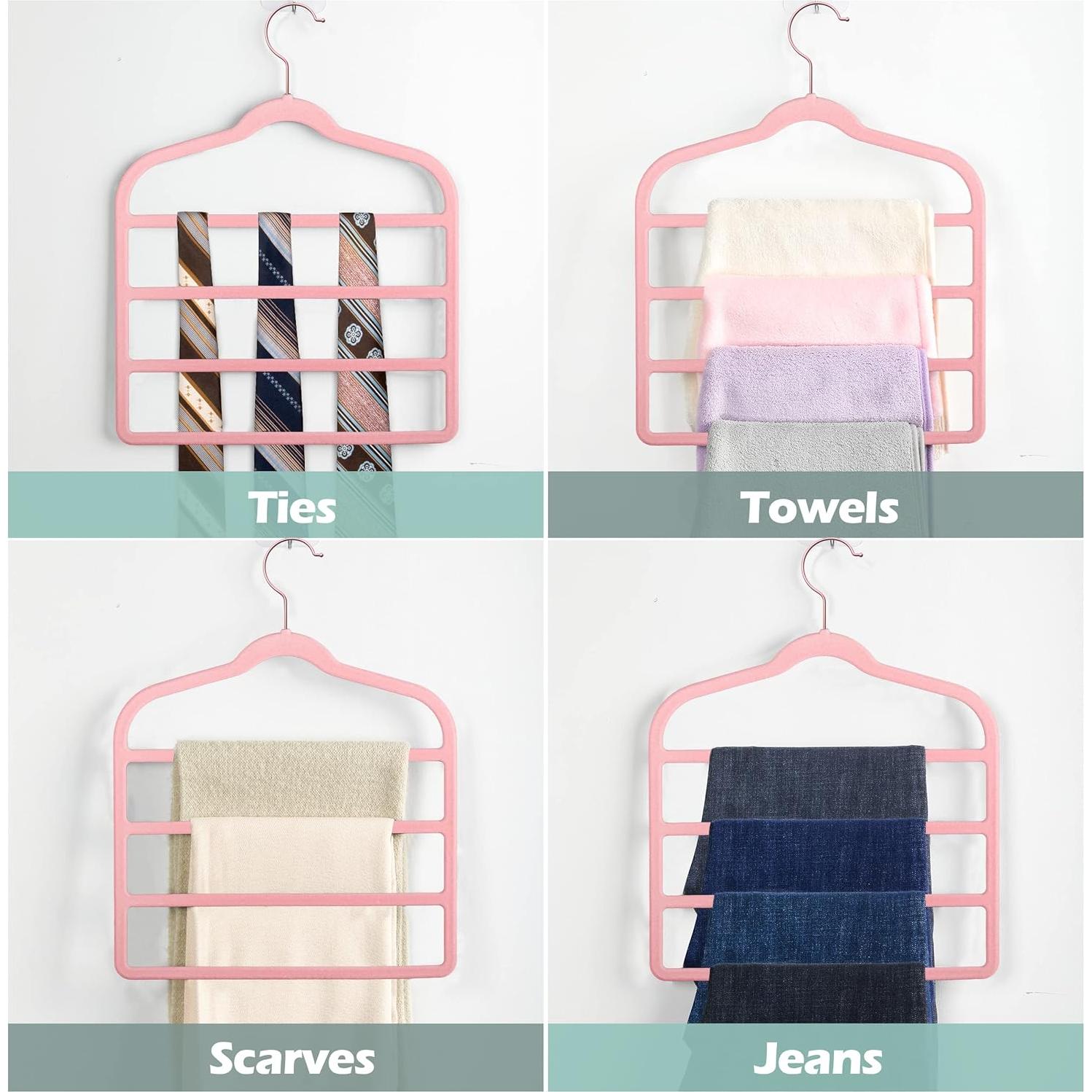 Perchero de Pantalones de Terciopelo Myfolrena Rosa 3 Piezas