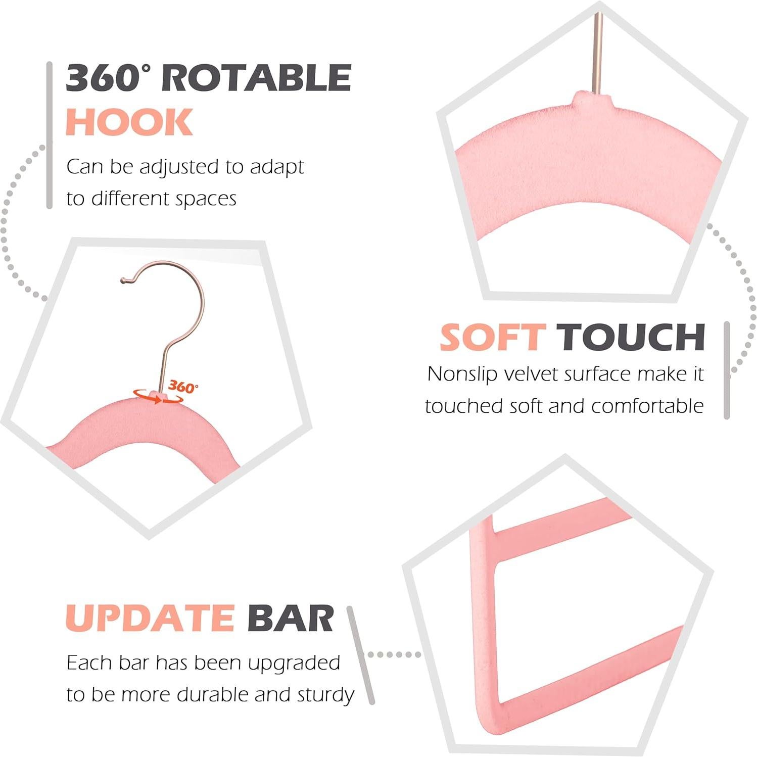 Perchero de Pantalones de Terciopelo Myfolrena Rosa 3 Piezas