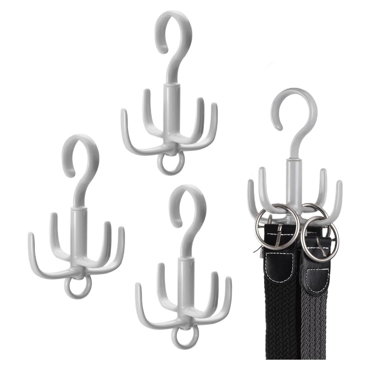 Perchero de Cinturones Feoqibu 4 Pcs Gris Rotativo 360°