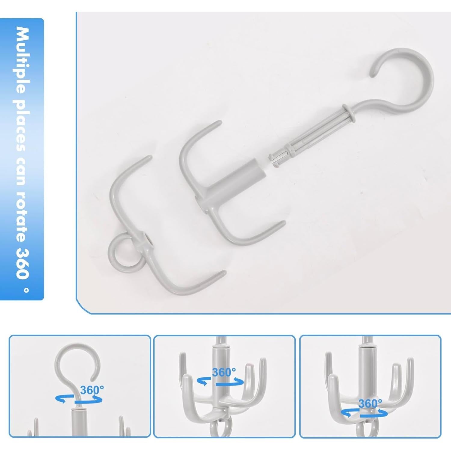 Perchero de Cinturones Feoqibu 4 Pcs Gris Rotativo 360°