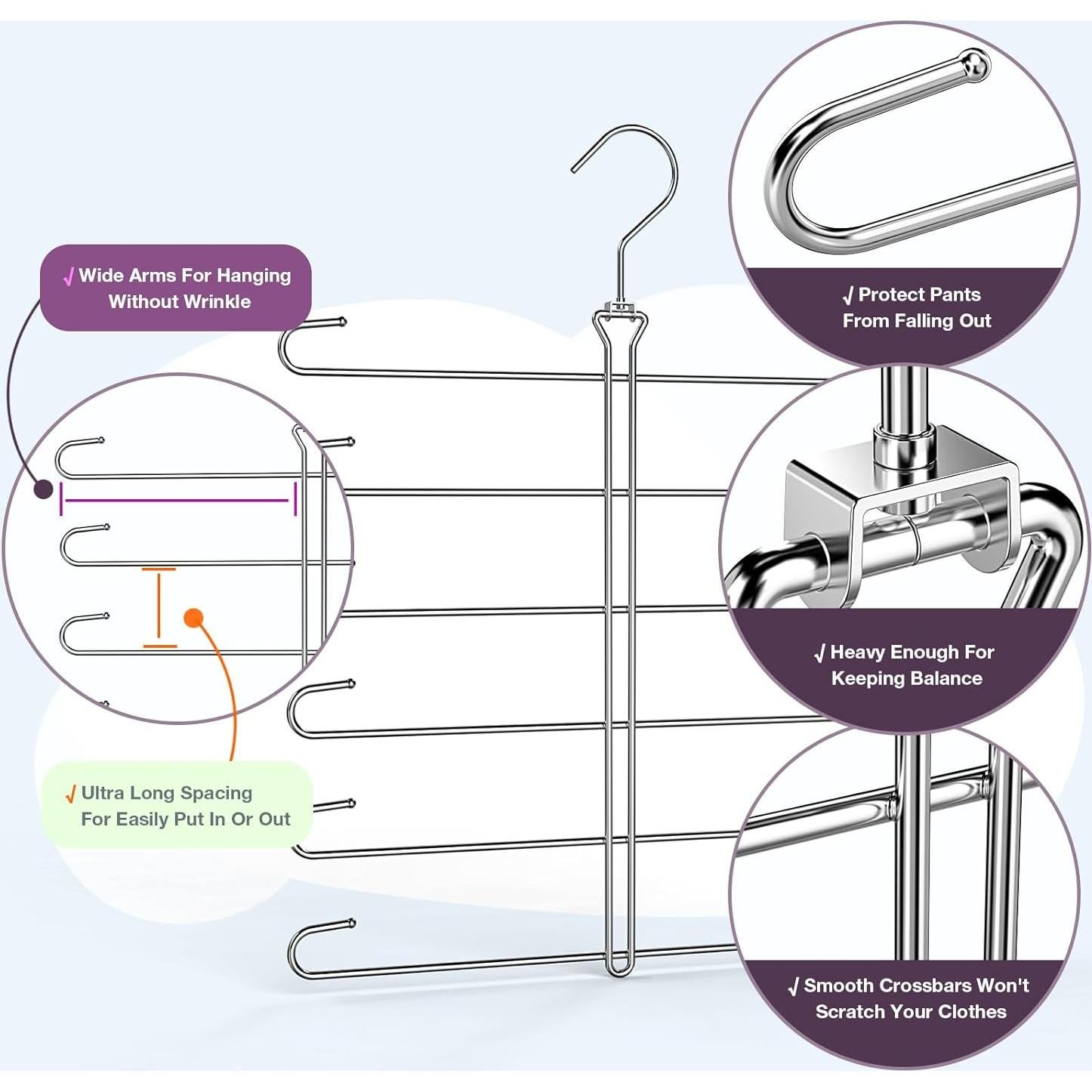 Perchero Organizador de Leggings Ulimart - 6 Capas Metal Plata