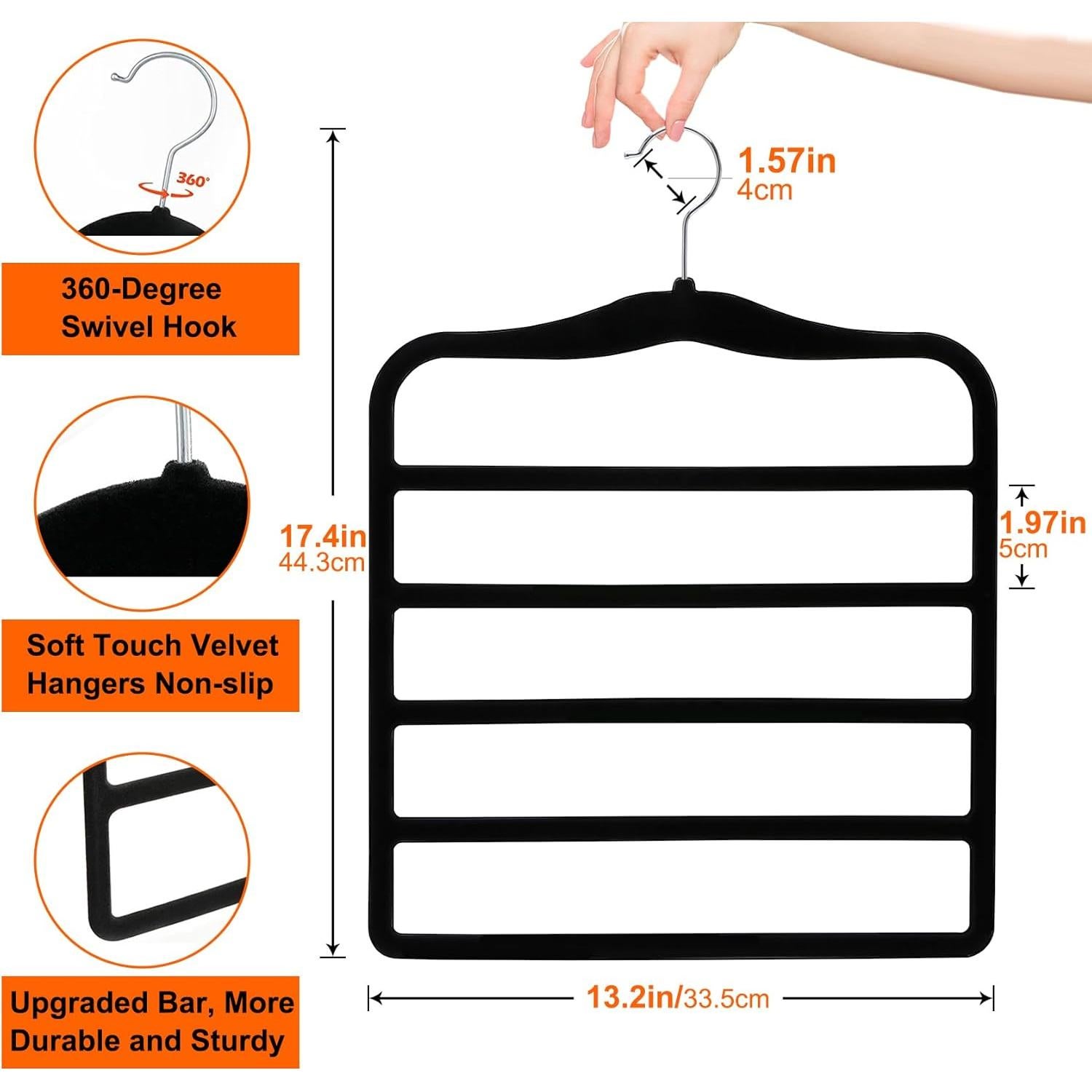 Perchas para Pantalones CLODSPAC, 5 en 1, Antideslizantes