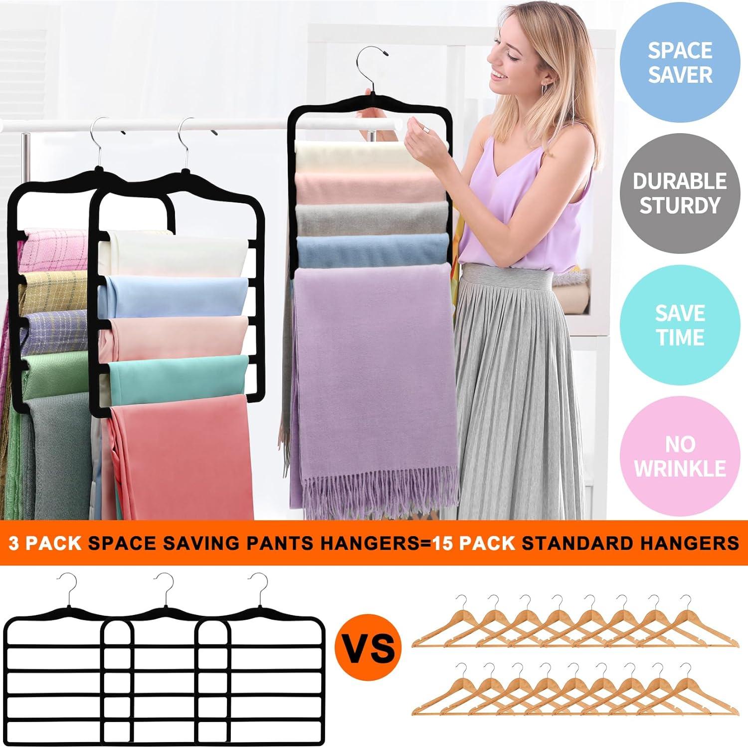 Perchas para Pantalones CLODSPAC, 5 en 1, Antideslizantes