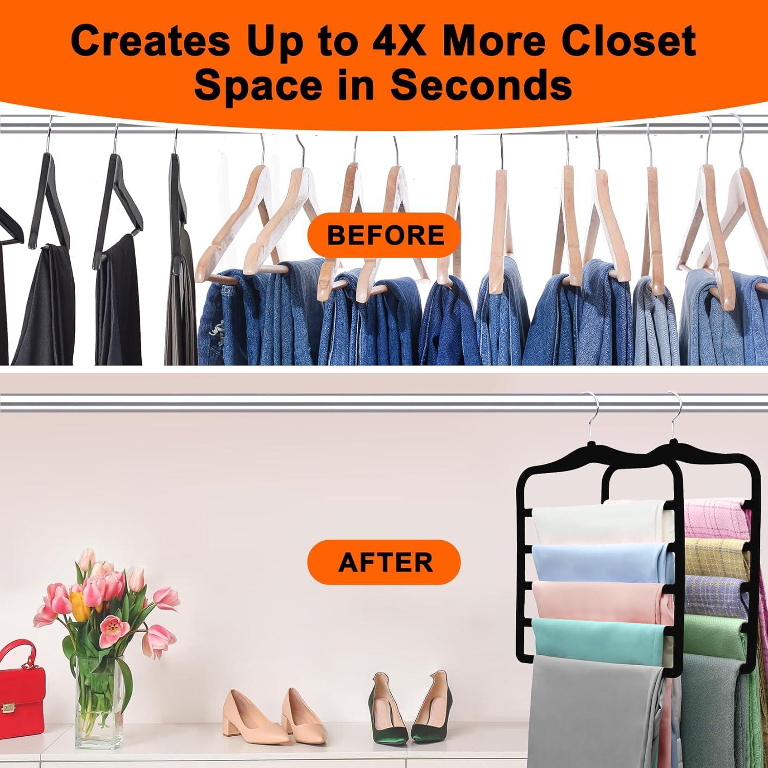 Perchas para Pantalones CLODSPAC, 5 en 1, Antideslizantes