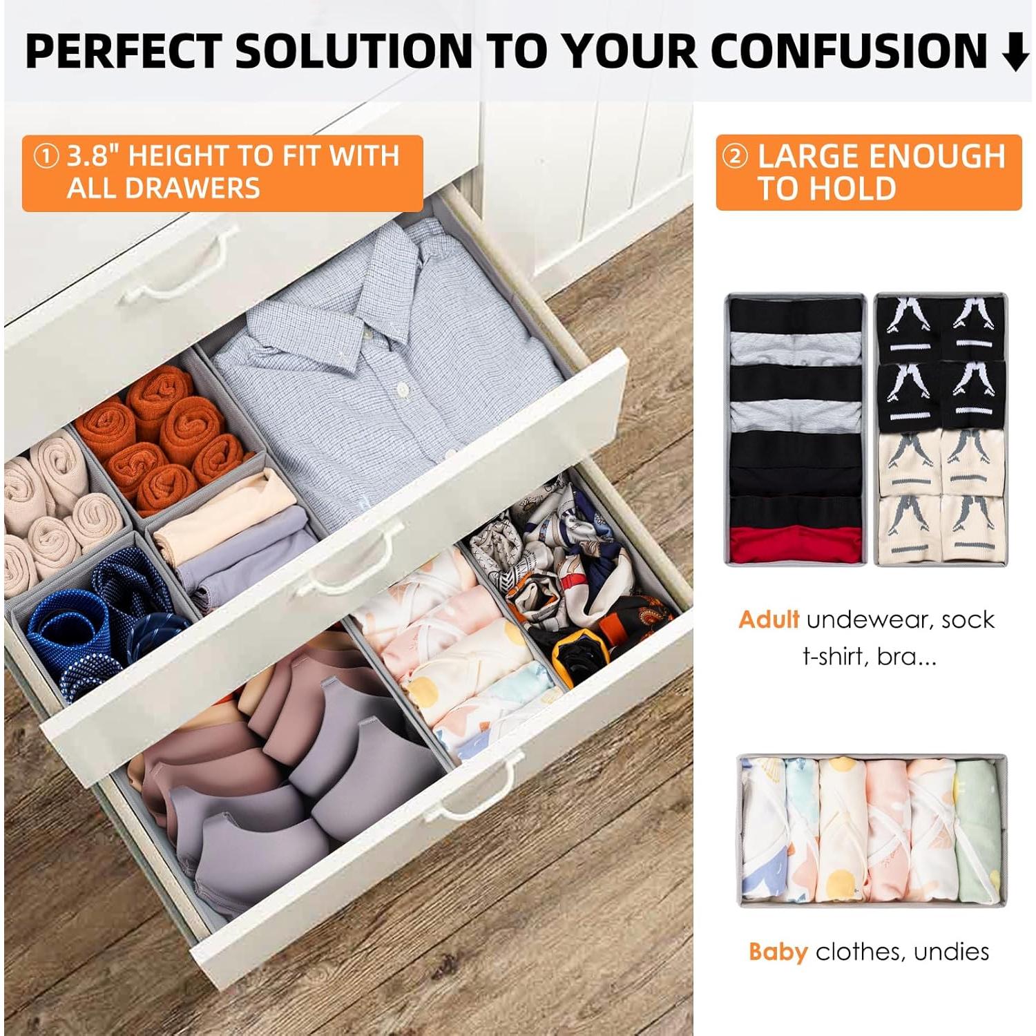 Organizadores de Cajones Criusia 15 Piezas Tela Plegables Gris