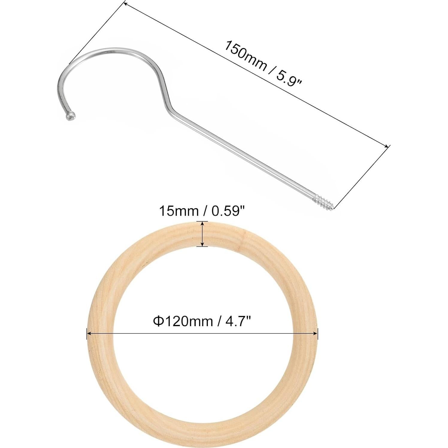 Anillo de Bufanda uxcell 15cm Madera Plata Organizador