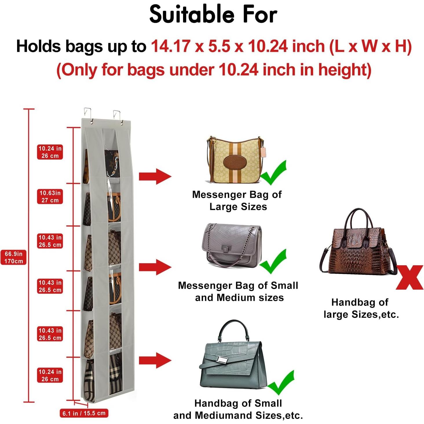 Organizador de Bolsos Sobre la Puerta Lirex, Gris, 6 Compartimentos