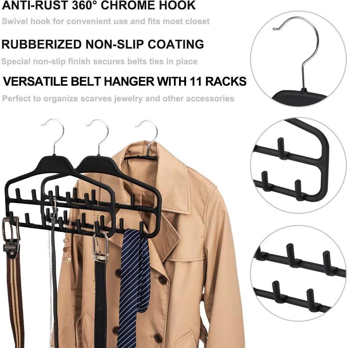 Organizador de Perchas para Cinturones FairyHaus 2 Piezas, Antideslizante, Negro