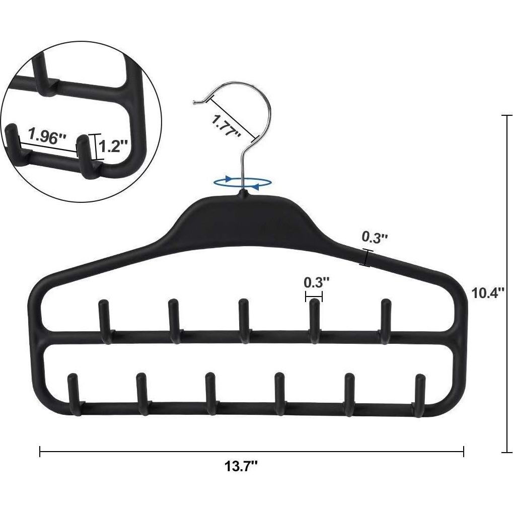 Organizador de Perchas para Cinturones FairyHaus 2 Piezas, Antideslizante, Negro