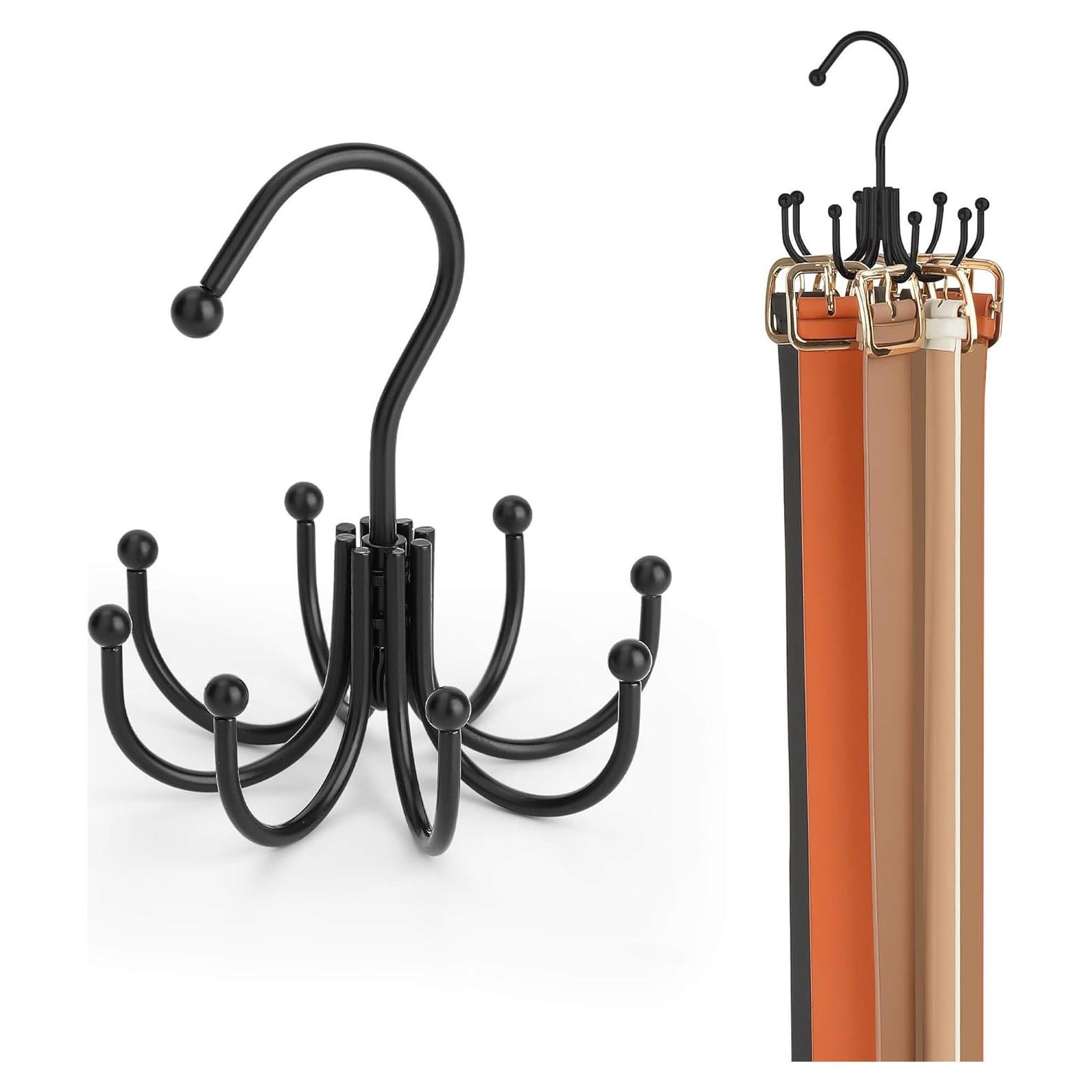 Soporte Organizador de Cinturones ZEDODIER - Metal Negro 24 Accesorios