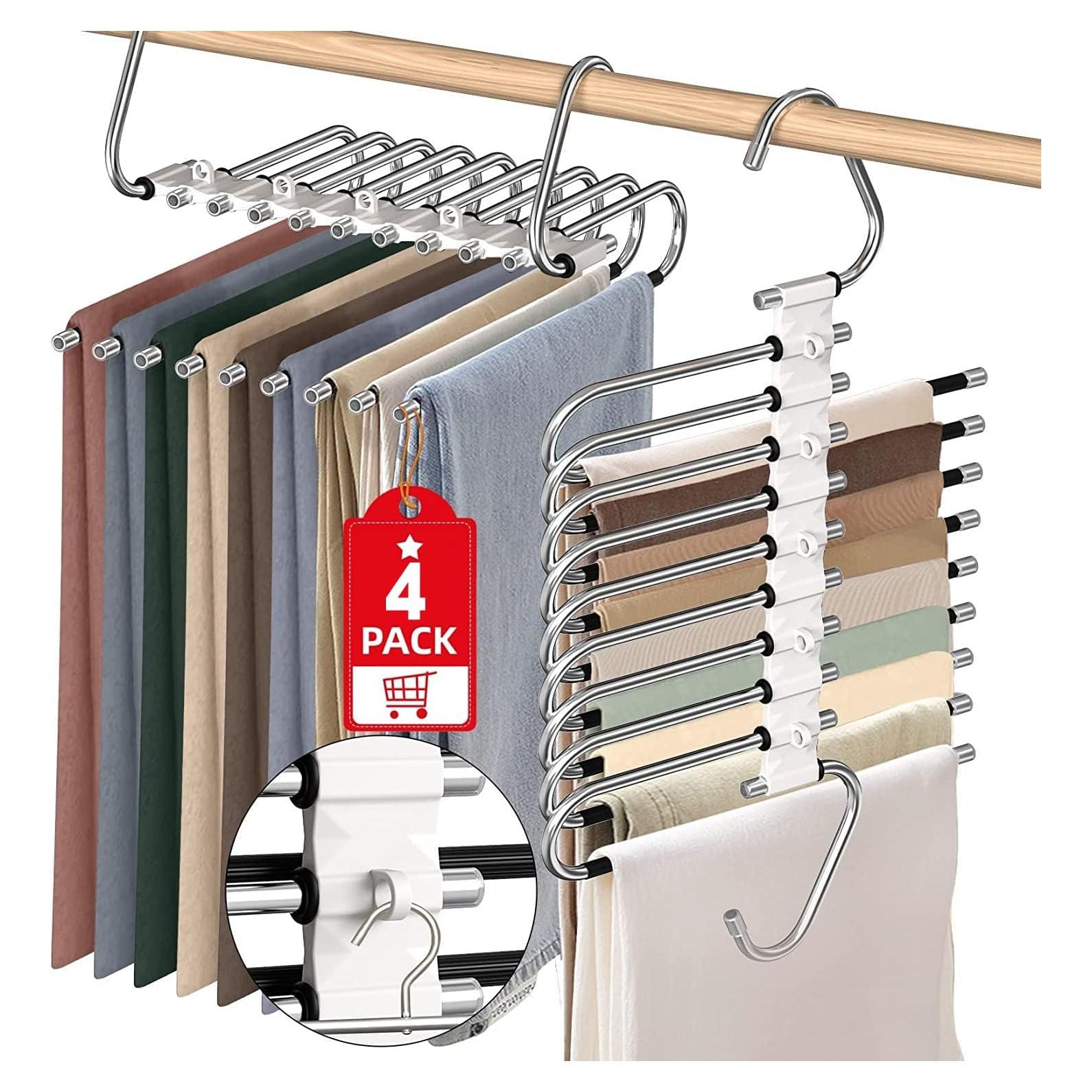 Perchas para Pantalones Besslly 9 Capas Ahorra Espacio 4 Pzas
