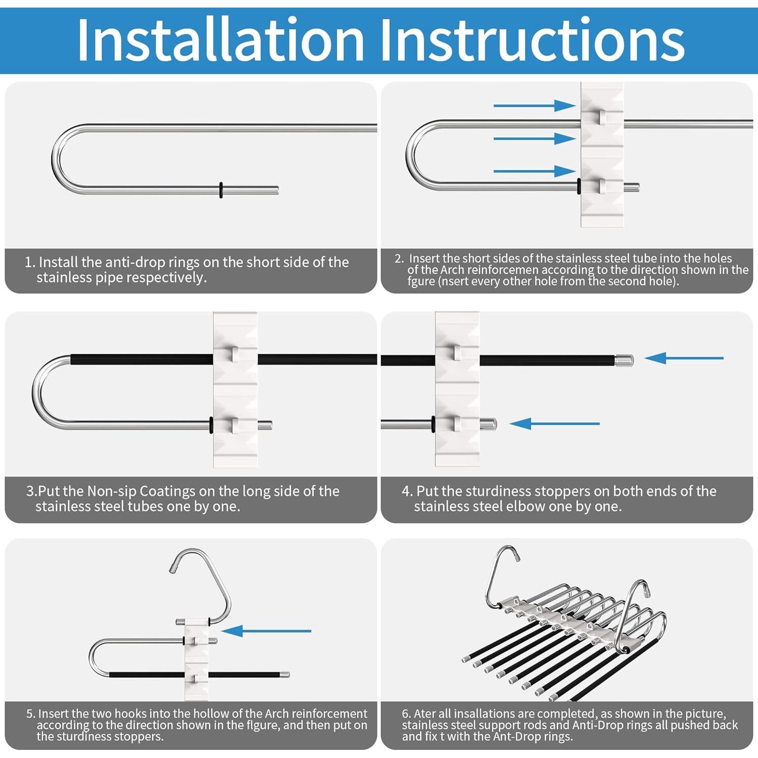 Perchas para Pantalones Besslly 9 Capas Ahorra Espacio 4 Pzas