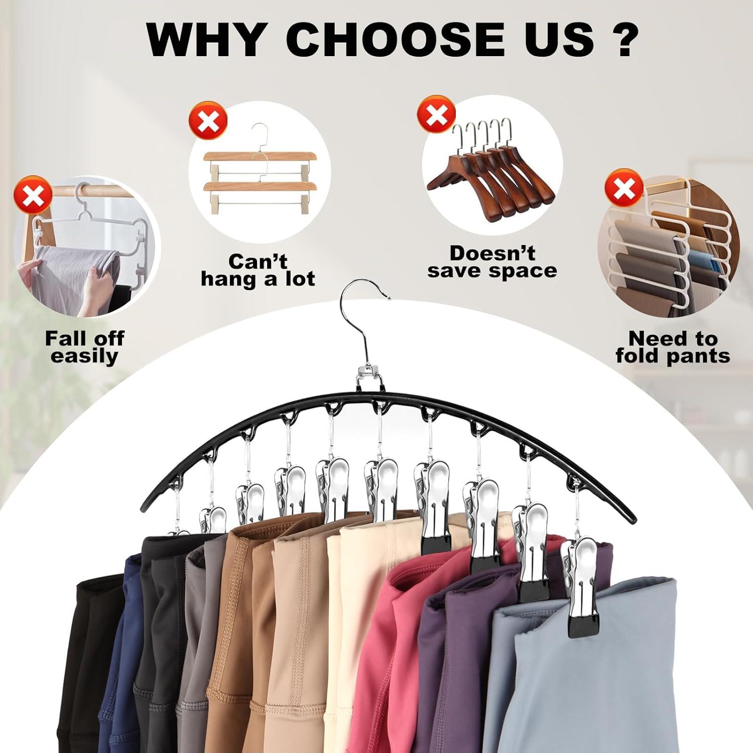 Organizador de Closet Hendiy 3 Paquete con 10 Clips Negro