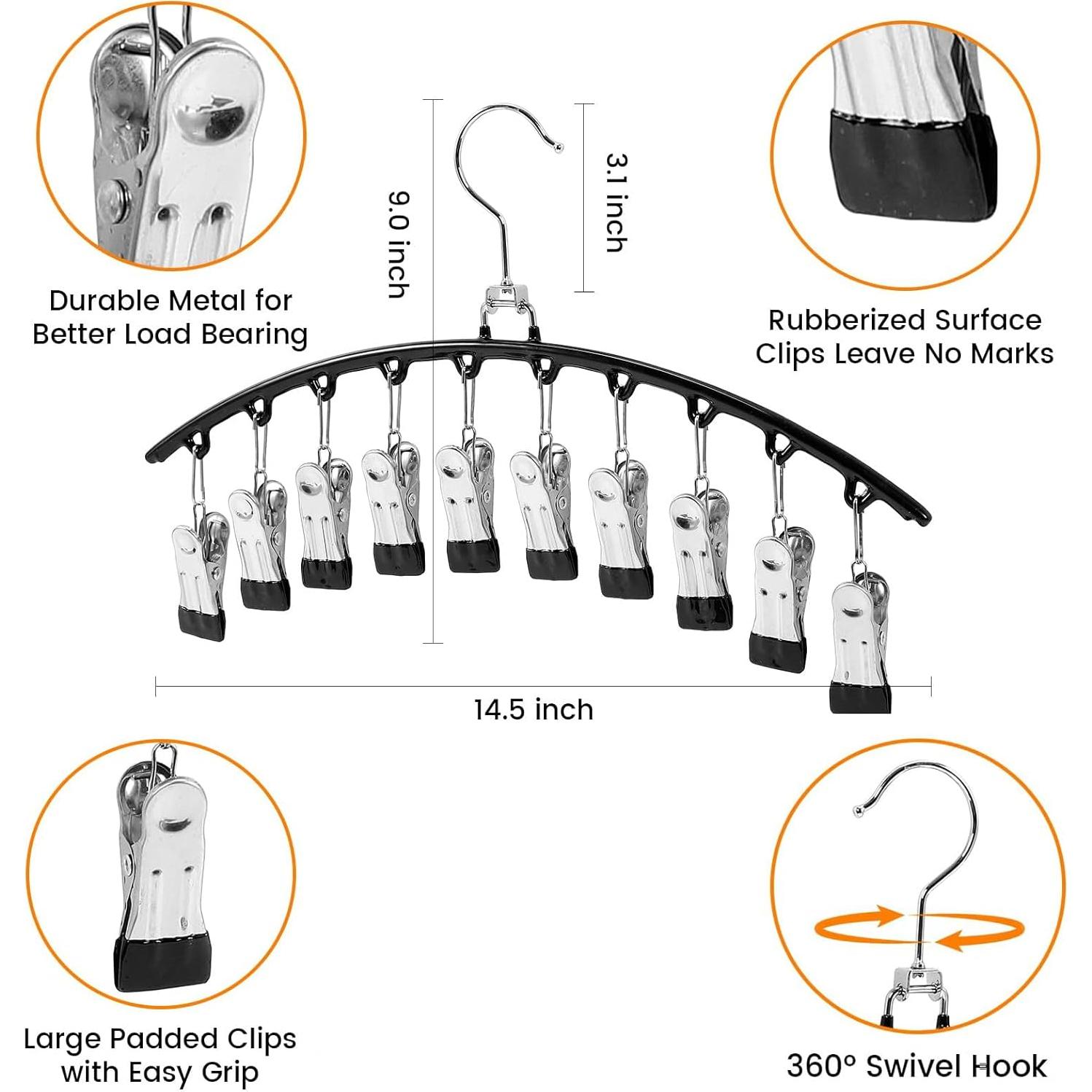 Organizador de Closet Hendiy 3 Paquete con 10 Clips Negro